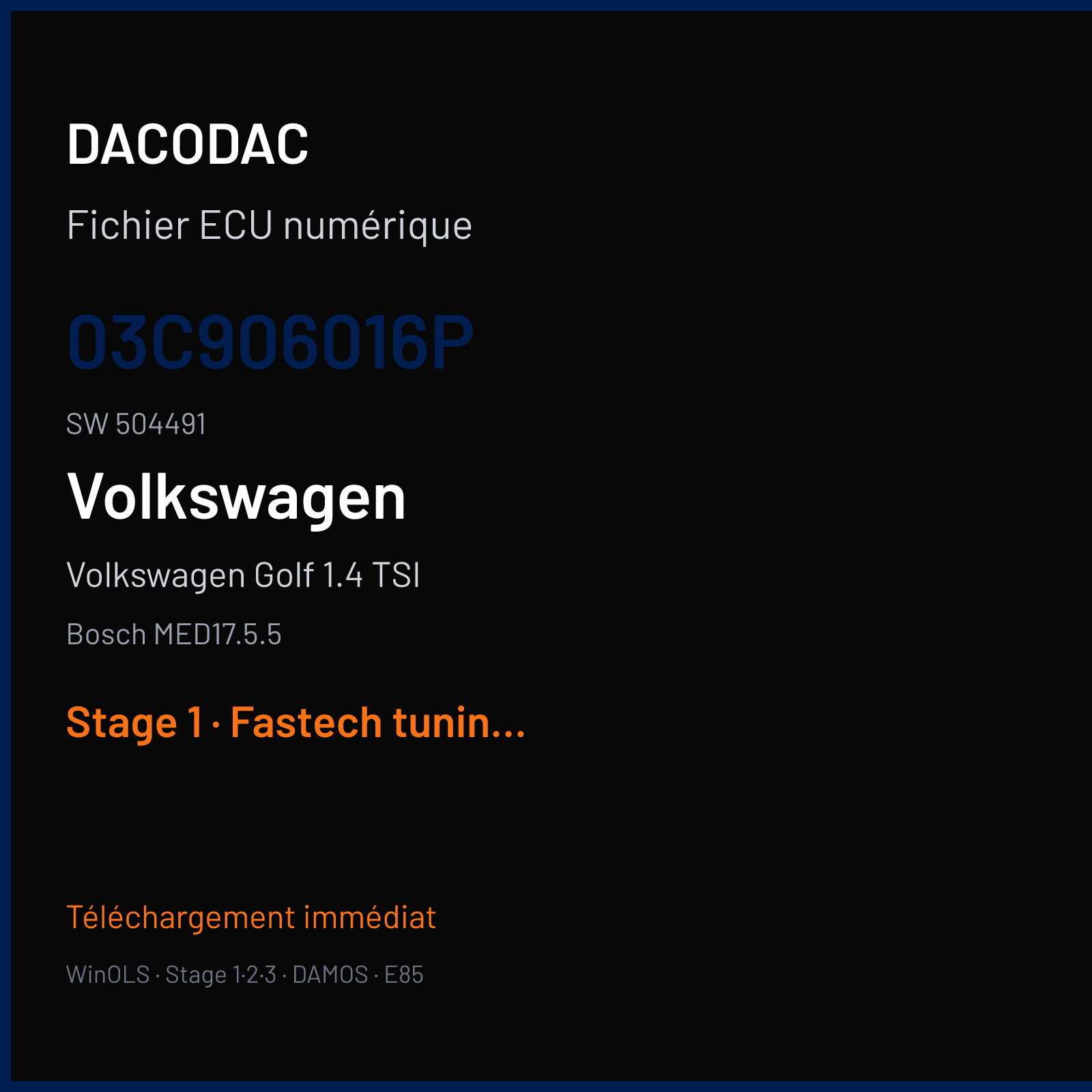 Volkswagen Golf 1.4 TSI (2010) — Bosch MED17.5.5 — 03C906016P · 504491 — Stage 1
