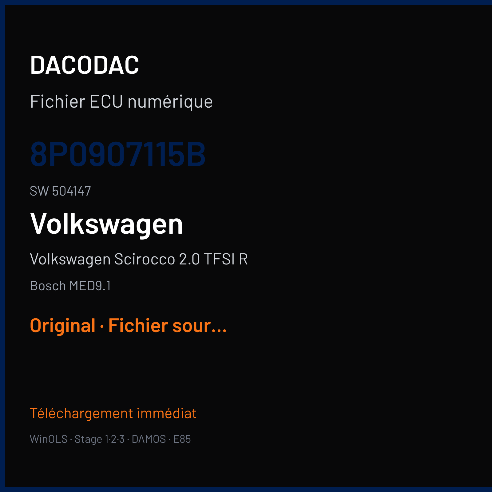 Volkswagen Scirocco 2.0 TFSI R (2008) — Bosch MED9.1 — 8P0907115B · 504147 — Original