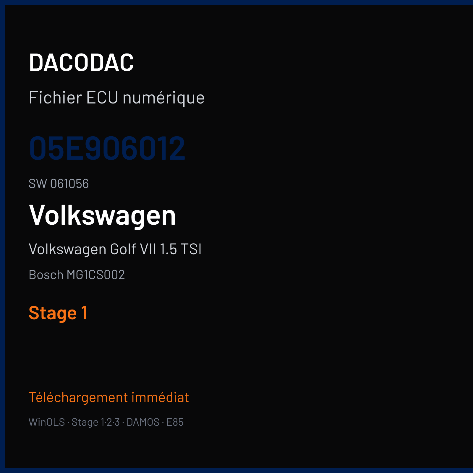 Volkswagen Golf VII 1.5 TSI (2020) — Bosch MG1CS002 — 05E906012 · 061056 — Stage 1
