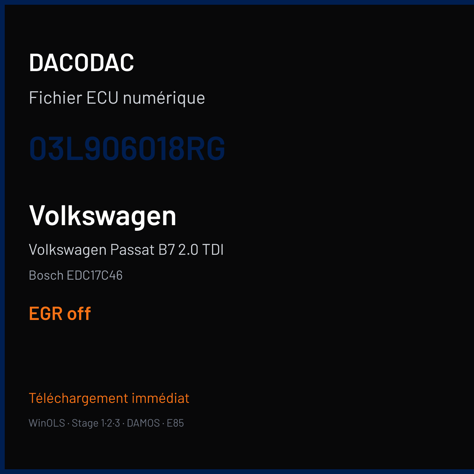 Volkswagen Passat B7 2.0 TDI (2014) — Bosch EDC17C46 — 03L906018RG — EGR off