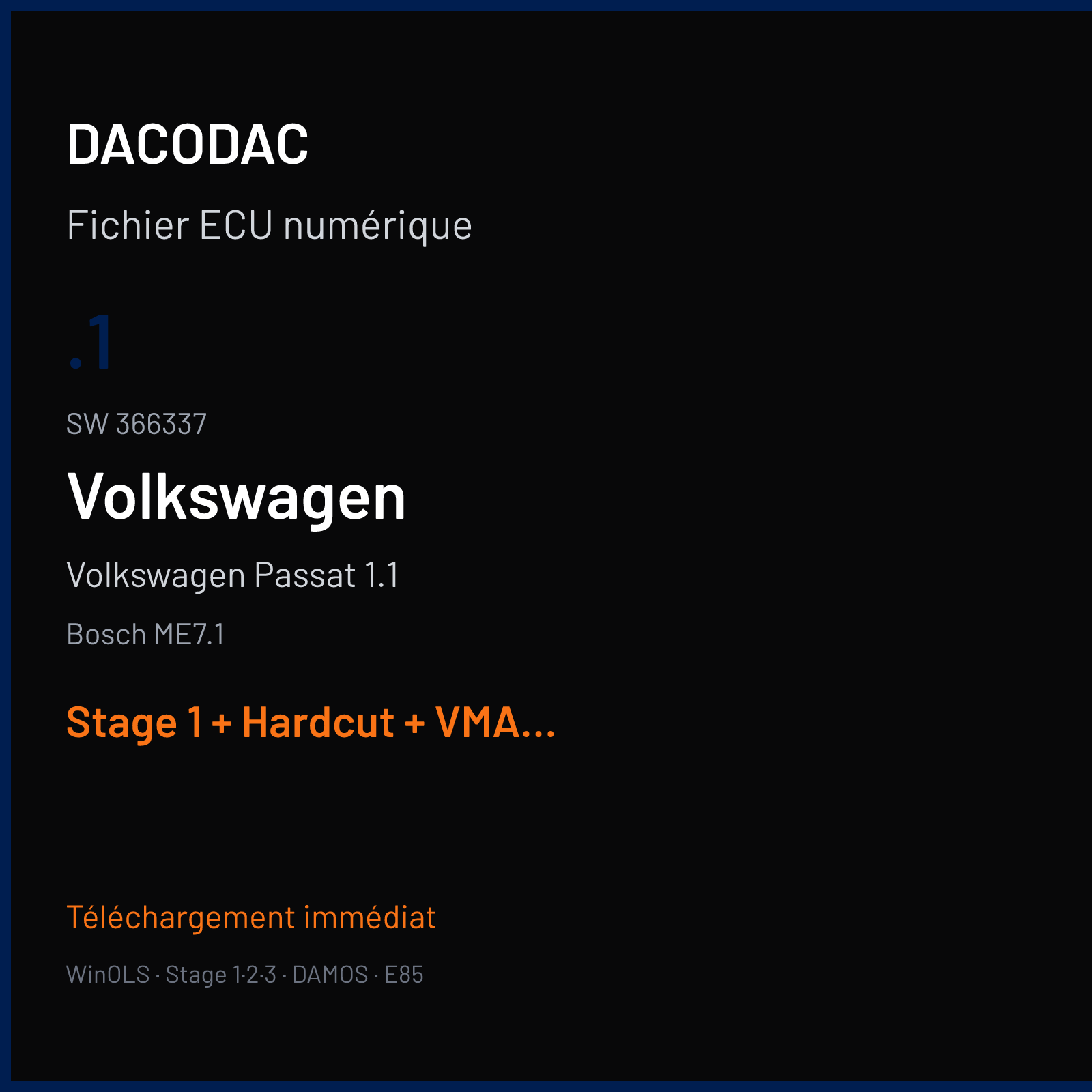 Volkswagen Passat 1.1 (2002) — Bosch ME7.1 — .1 · 366337 — Stage 1 + Hardcut + VMAX off