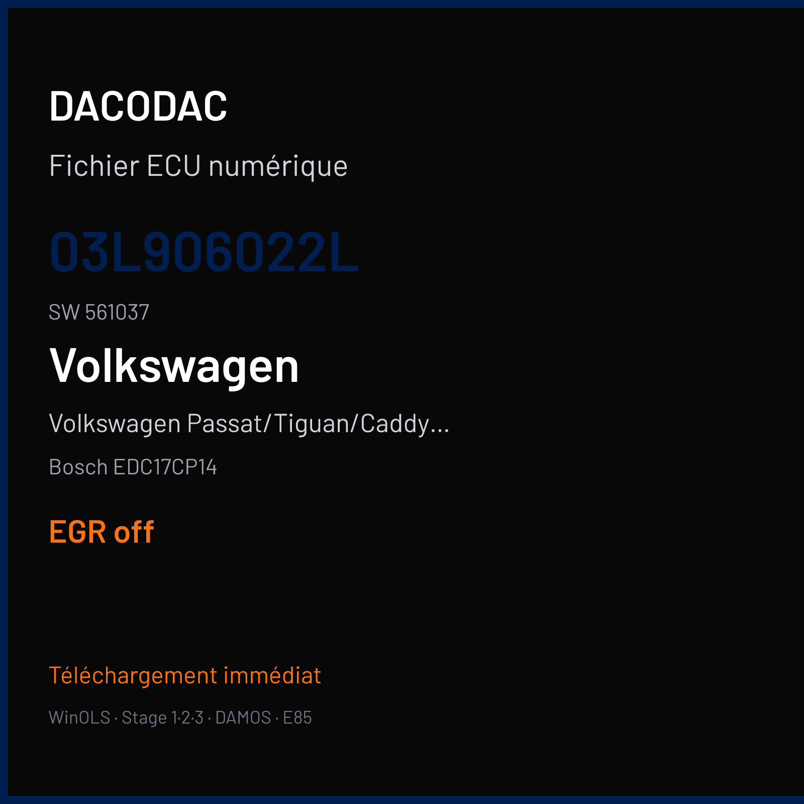 Volkswagen Passat/Tiguan/Caddy 2.0 TDI — Bosch EDC17CP14 — 03L906022L · 561037 — EGR off