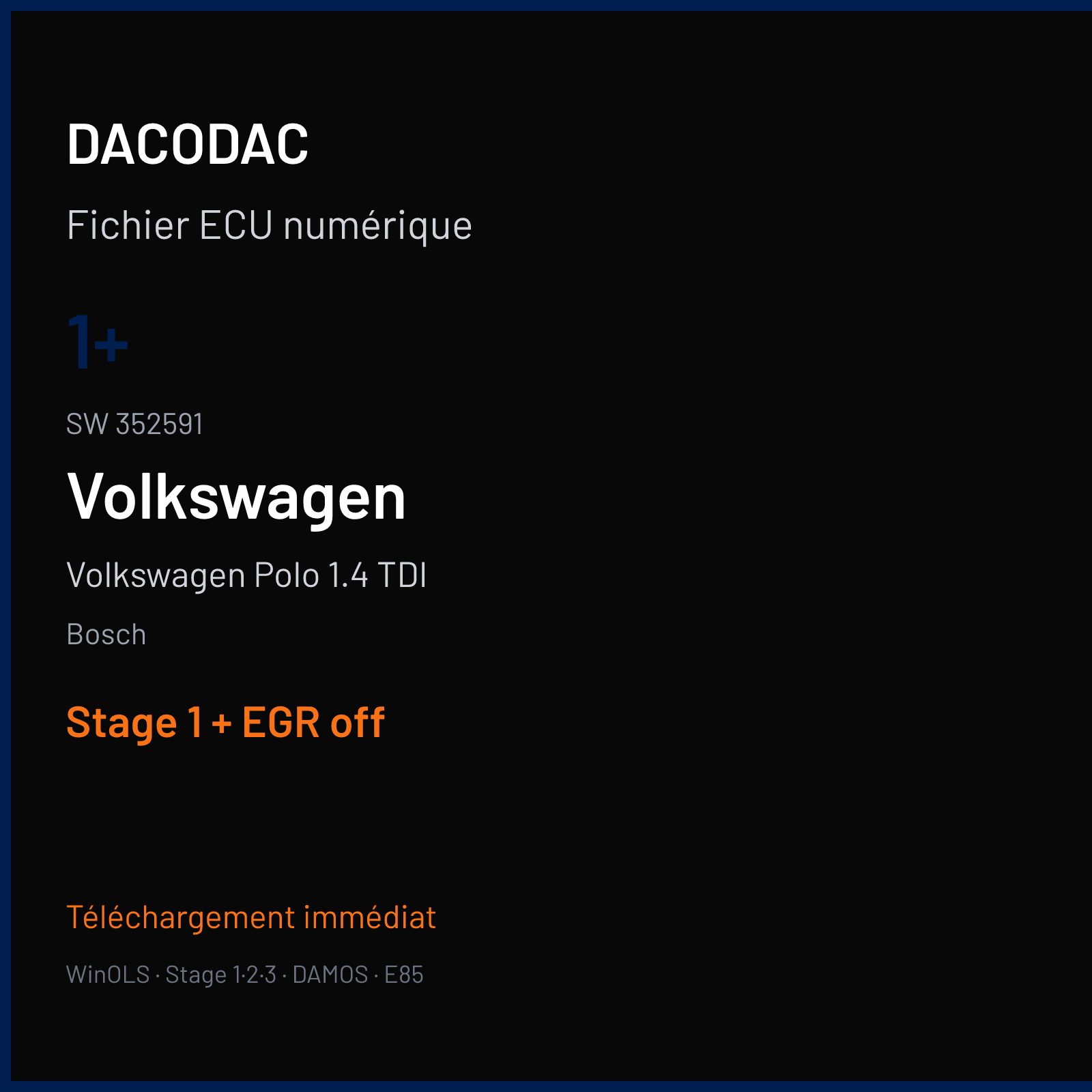Volkswagen Polo 1.4 TDI (2001) — Bosch — 1+ · 352591 — Stage 1 + EGR off