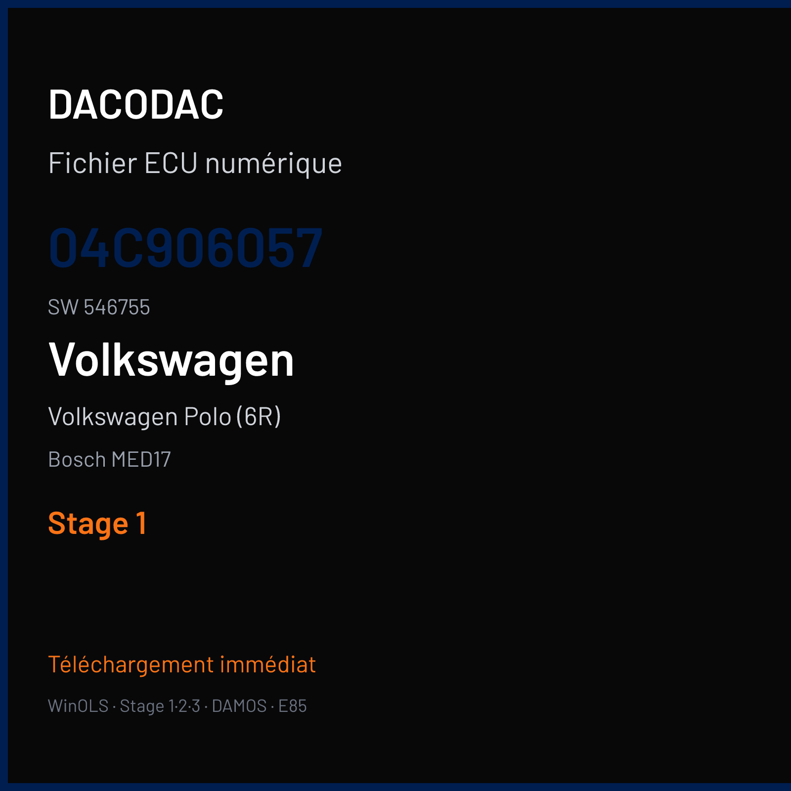 Volkswagen Polo (6R) — Bosch MED17 — 04C906057 · 546755 — Stage 1