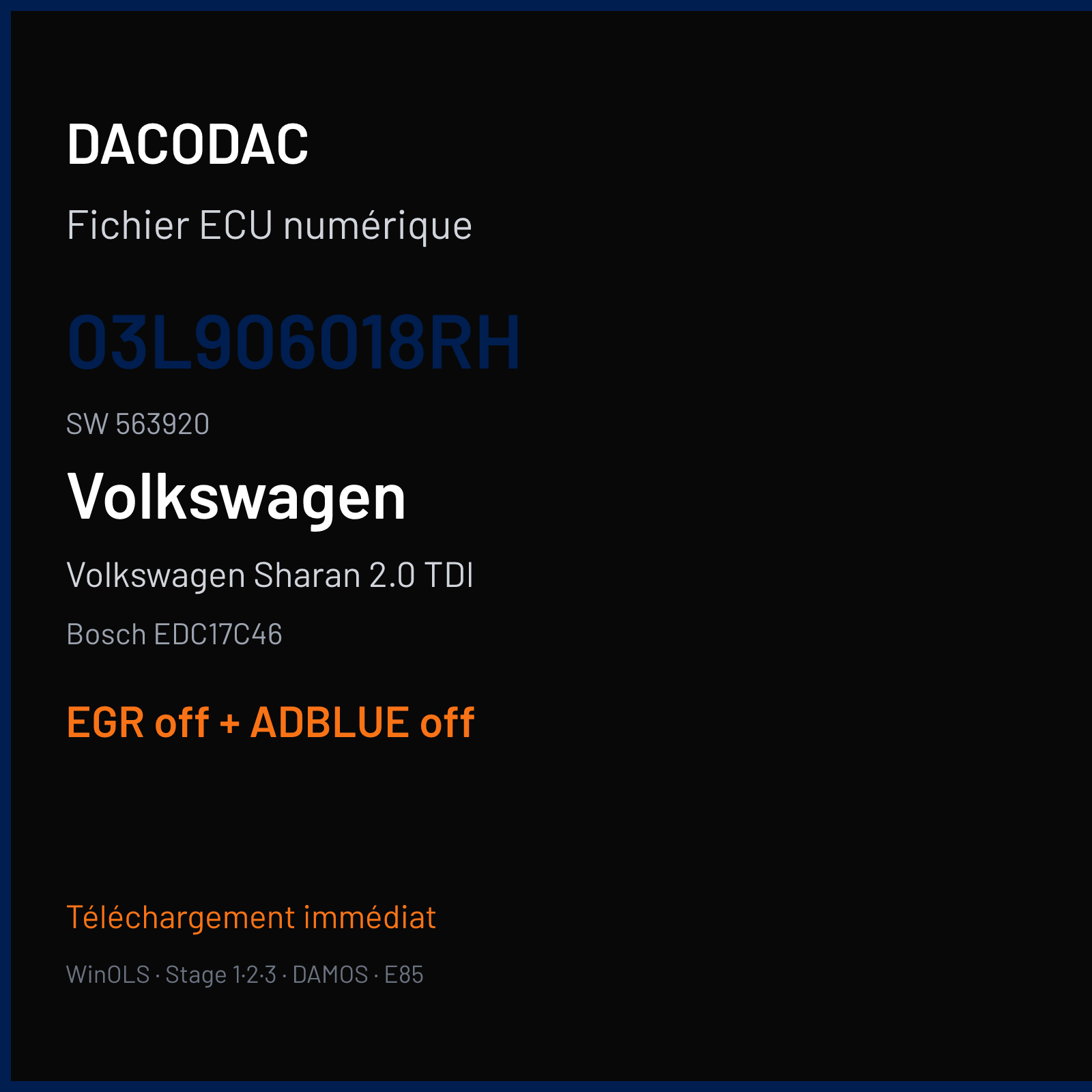 Volkswagen Sharan 2.0 TDI (2013) — Bosch EDC17C46 — 03L906018RH · 563920 — EGR off + ADBLUE off
