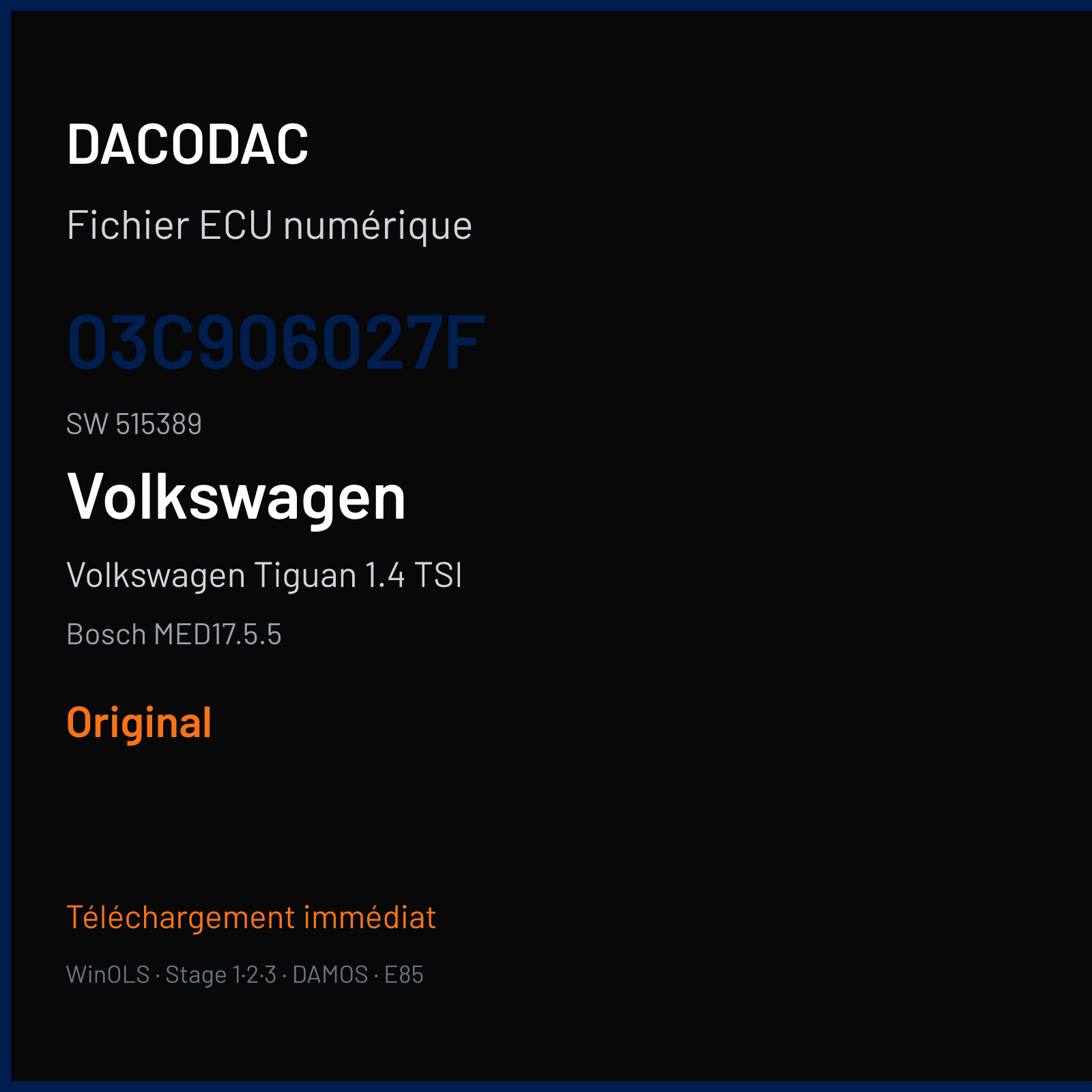 Volkswagen Tiguan 1.4 TSI — Bosch MED17.5.5 — 03C906027F · 515389 — Original