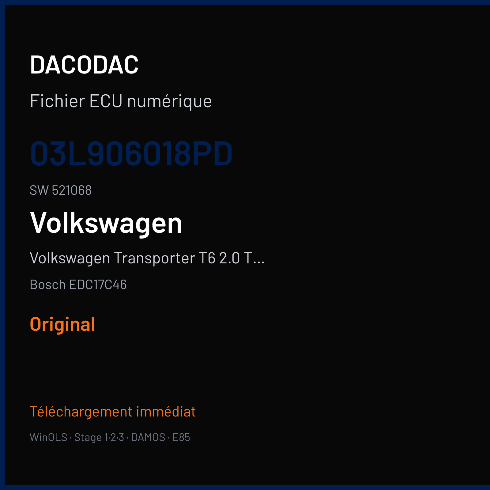 Volkswagen Transporter T6 2.0 TDI (2013) — Bosch EDC17C46 — 03L906018PD · 521068 — Original