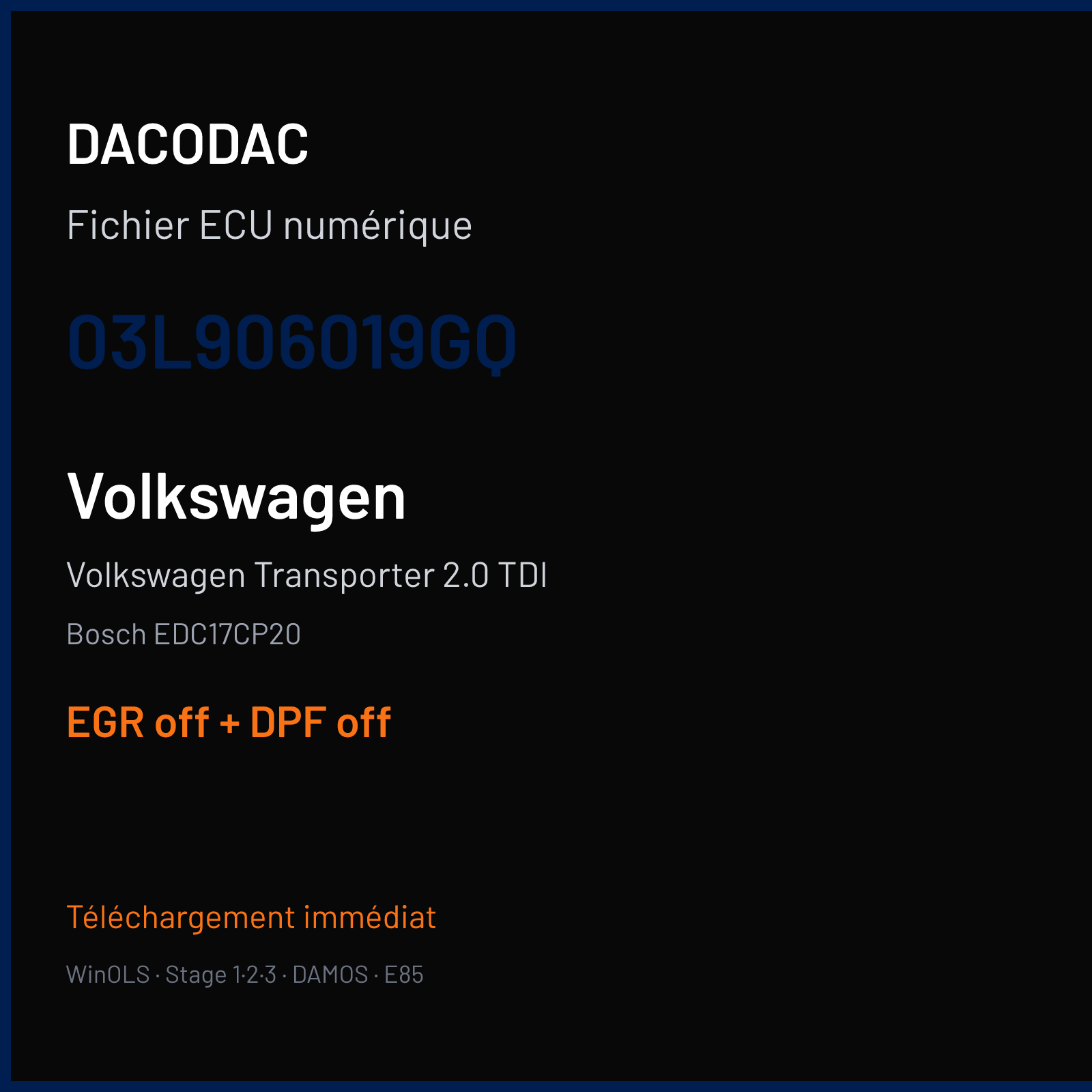Volkswagen Transporter 2.0 TDI (2014) — Bosch EDC17CP20 — 03L906019GQ — EGR off + DPF off