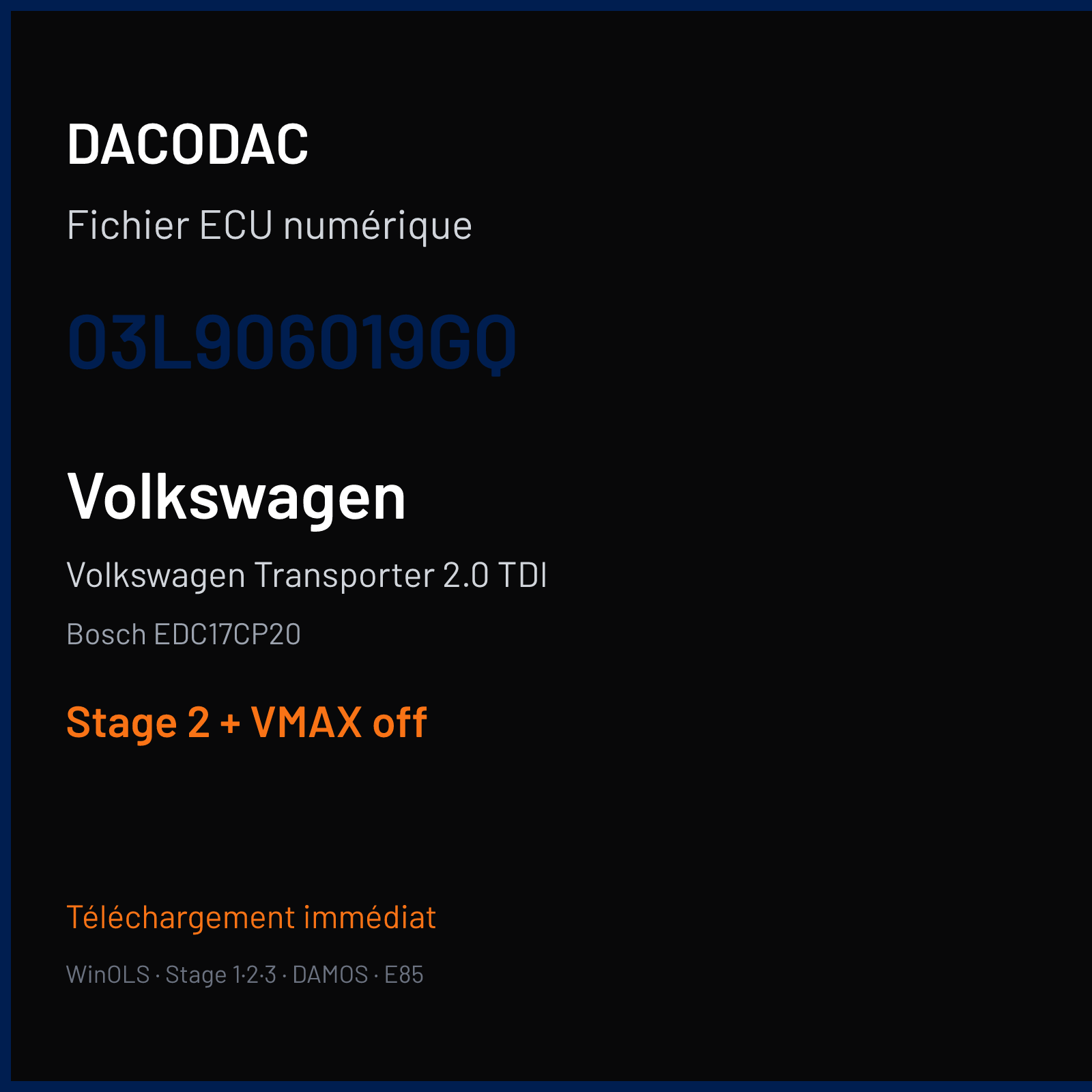 Volkswagen Transporter 2.0 TDI (2014) — Bosch EDC17CP20 — 03L906019GQ — Stage 2 + VMAX off