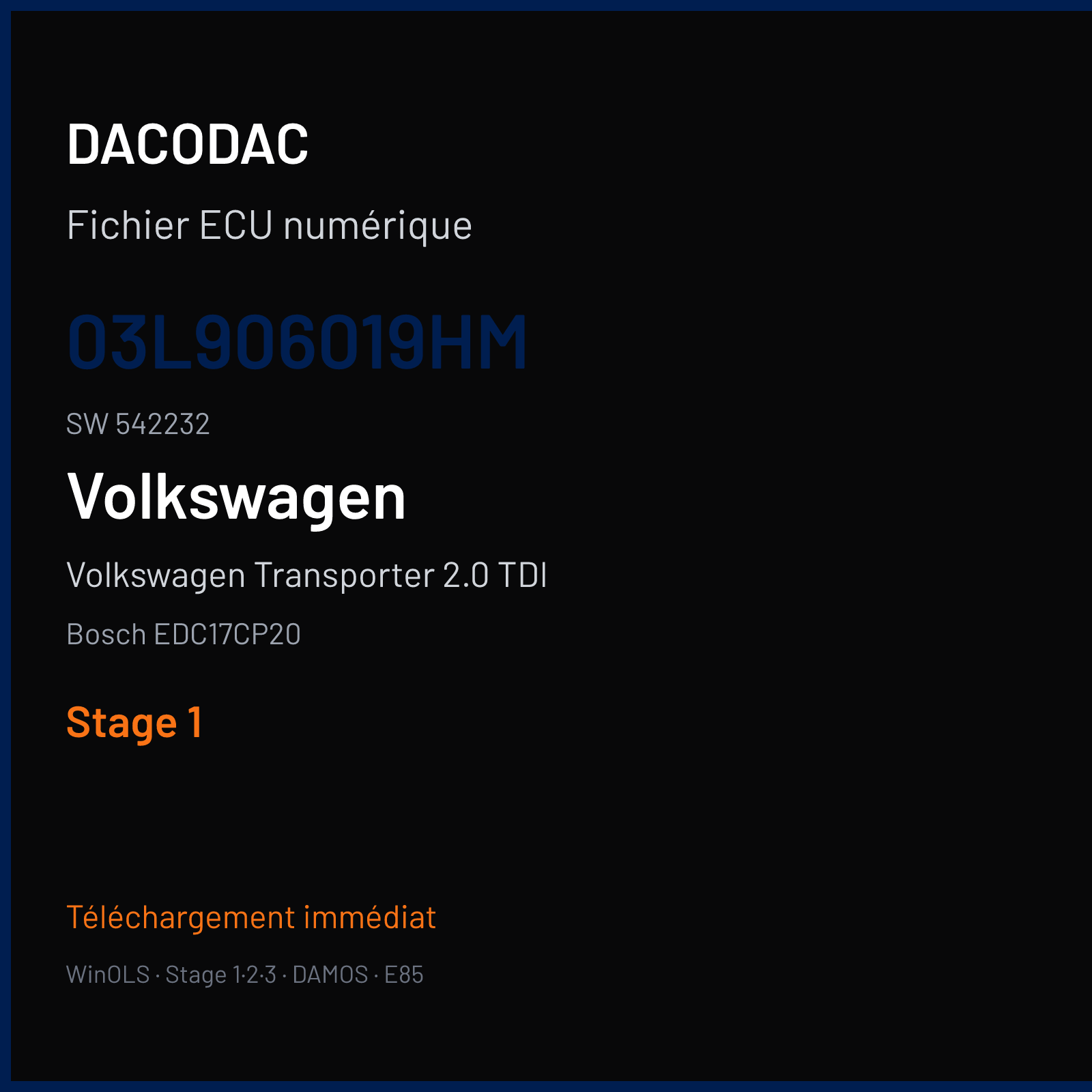 Volkswagen Transporter 2.0 TDI (2015) — Bosch EDC17CP20 — 03L906019HM · 542232 — Stage 1
