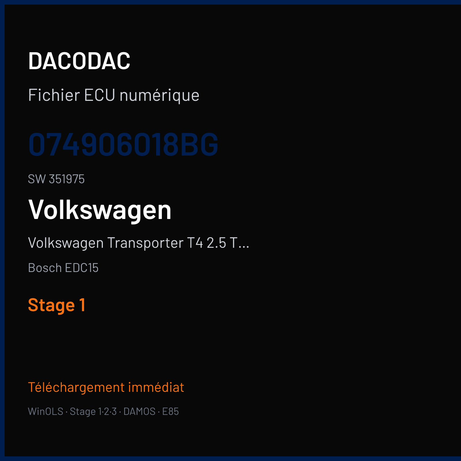 Volkswagen Transporter T4 2.5 TDI — Bosch EDC15 — 074906018BG · 351975 — Stage 1