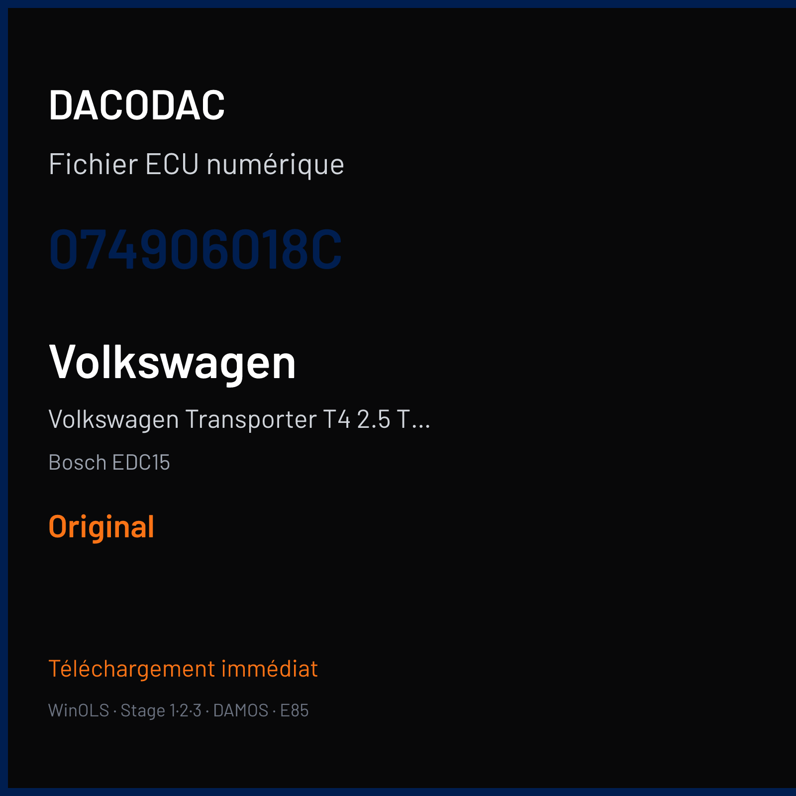Volkswagen Transporter T4 2.5 TDI (2001) — Bosch EDC15 — 074906018C — Original