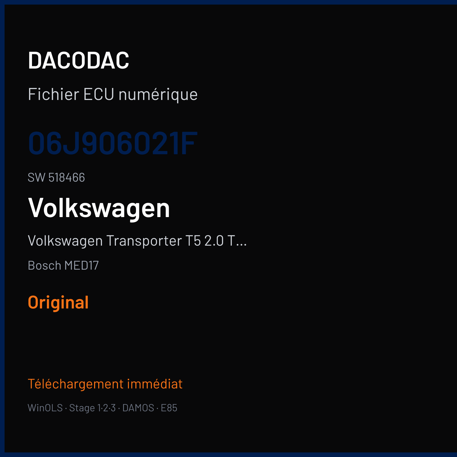 Volkswagen Transporter T5 2.0 TSI (2013) — Bosch MED17 — 06J906021F · 518466 — Original