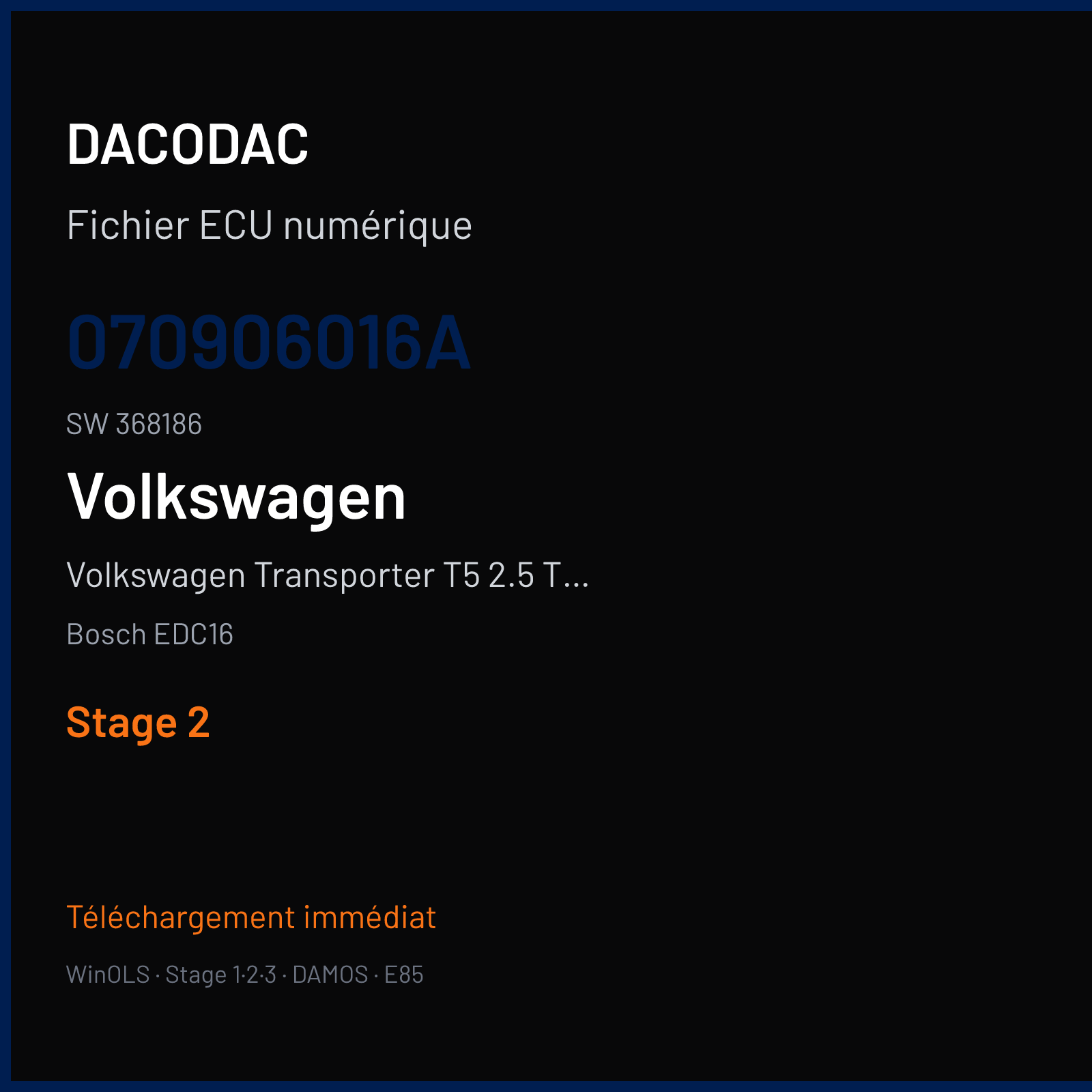 Volkswagen Transporter T5 2.5 TDI (2003) — Bosch EDC16 — 070906016A · 368186 — Stage 2