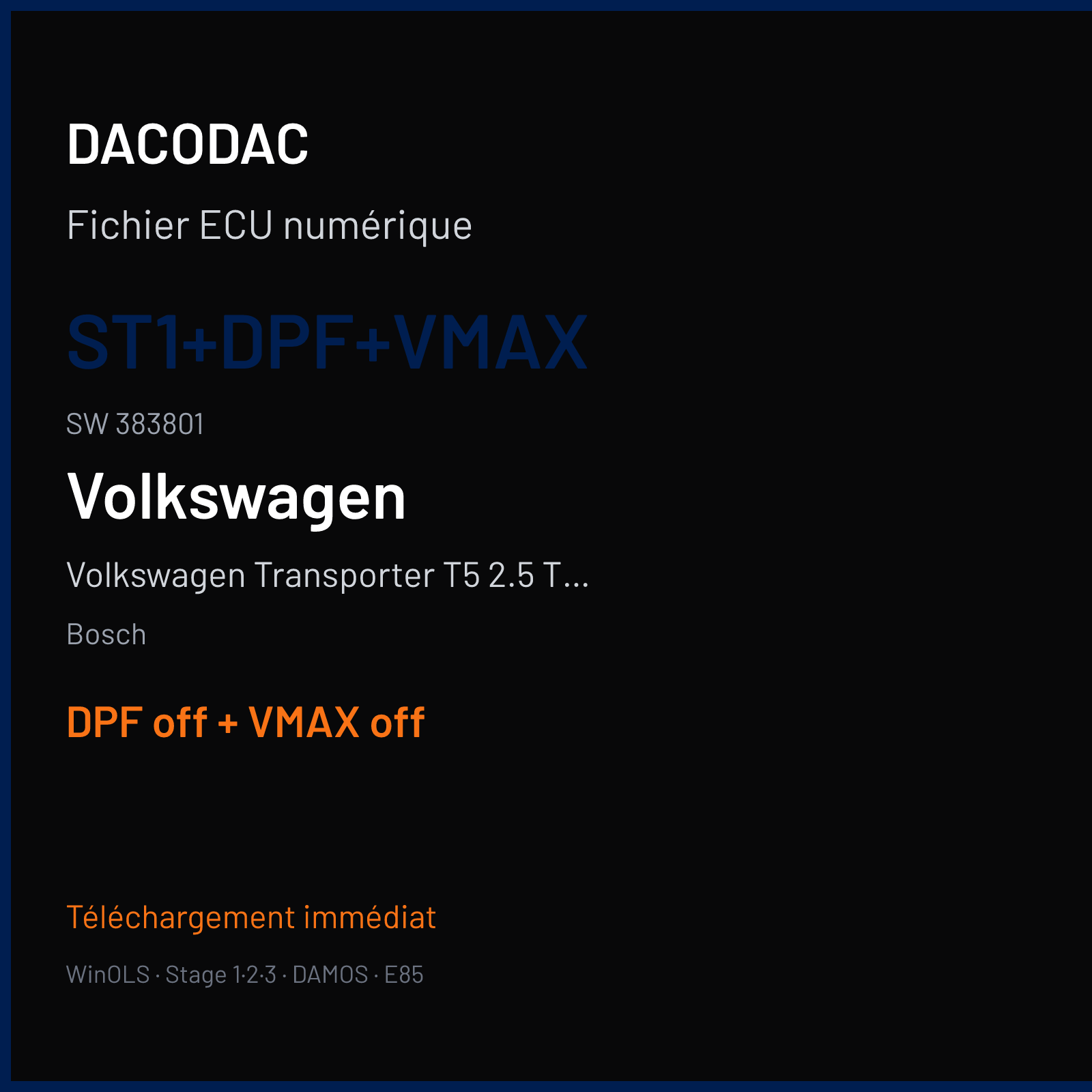 Volkswagen Transporter T5 2.5 TDI (2006) — Bosch — ST1+DPF+VMAX · 383801 — DPF off + VMAX off
