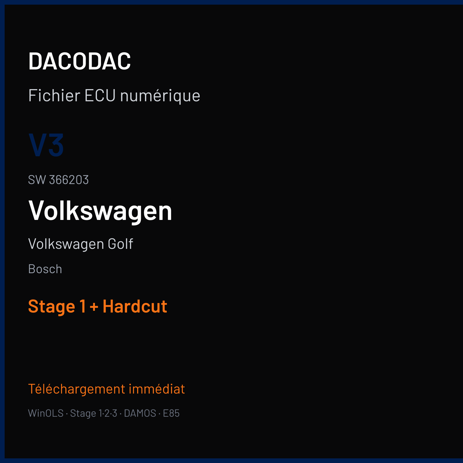 Volkswagen Golf — Bosch — V3 · 366203 — Stage 1 + Hardcut