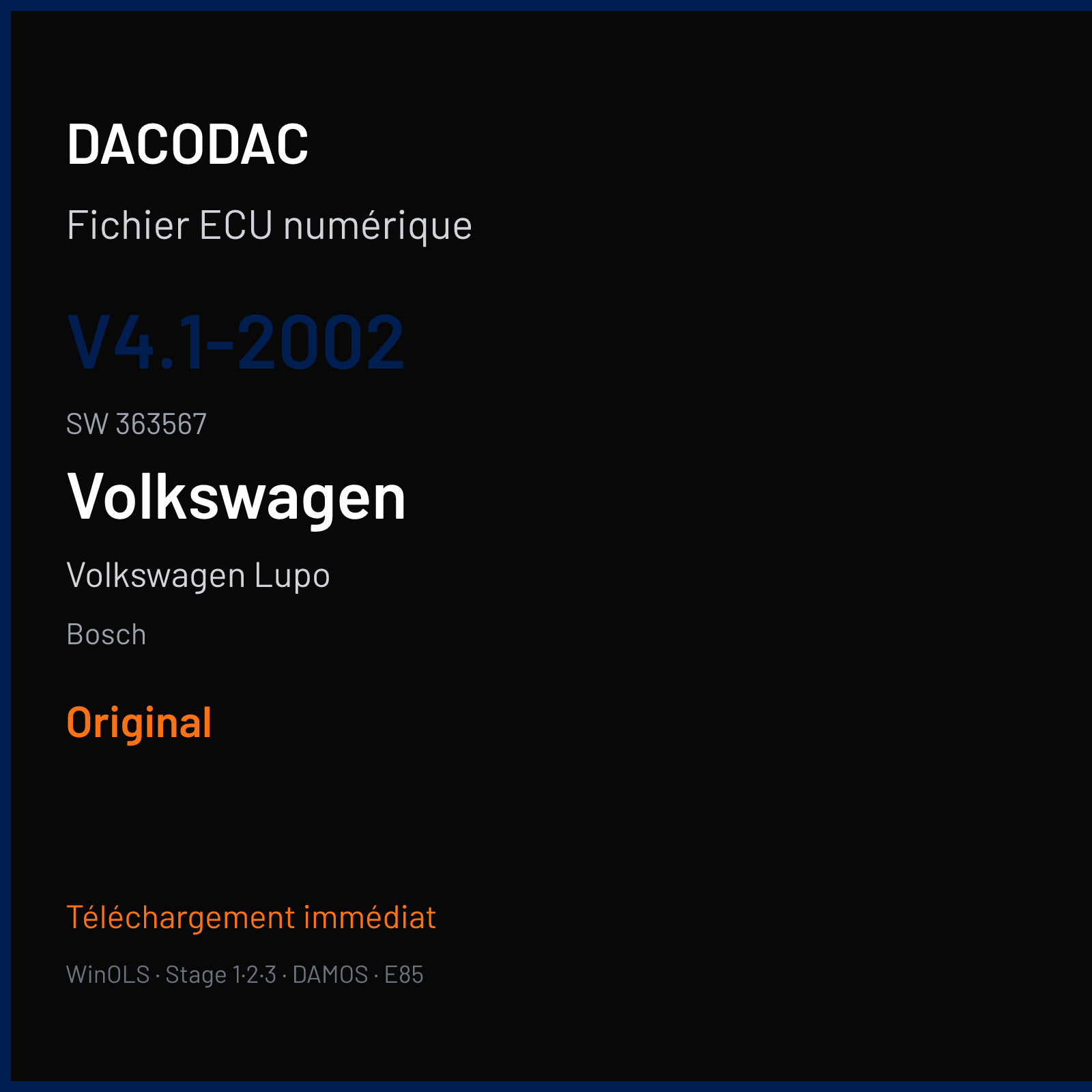 Volkswagen Lupo (2002) — Bosch — V4.1-2002 · 363567 — Original