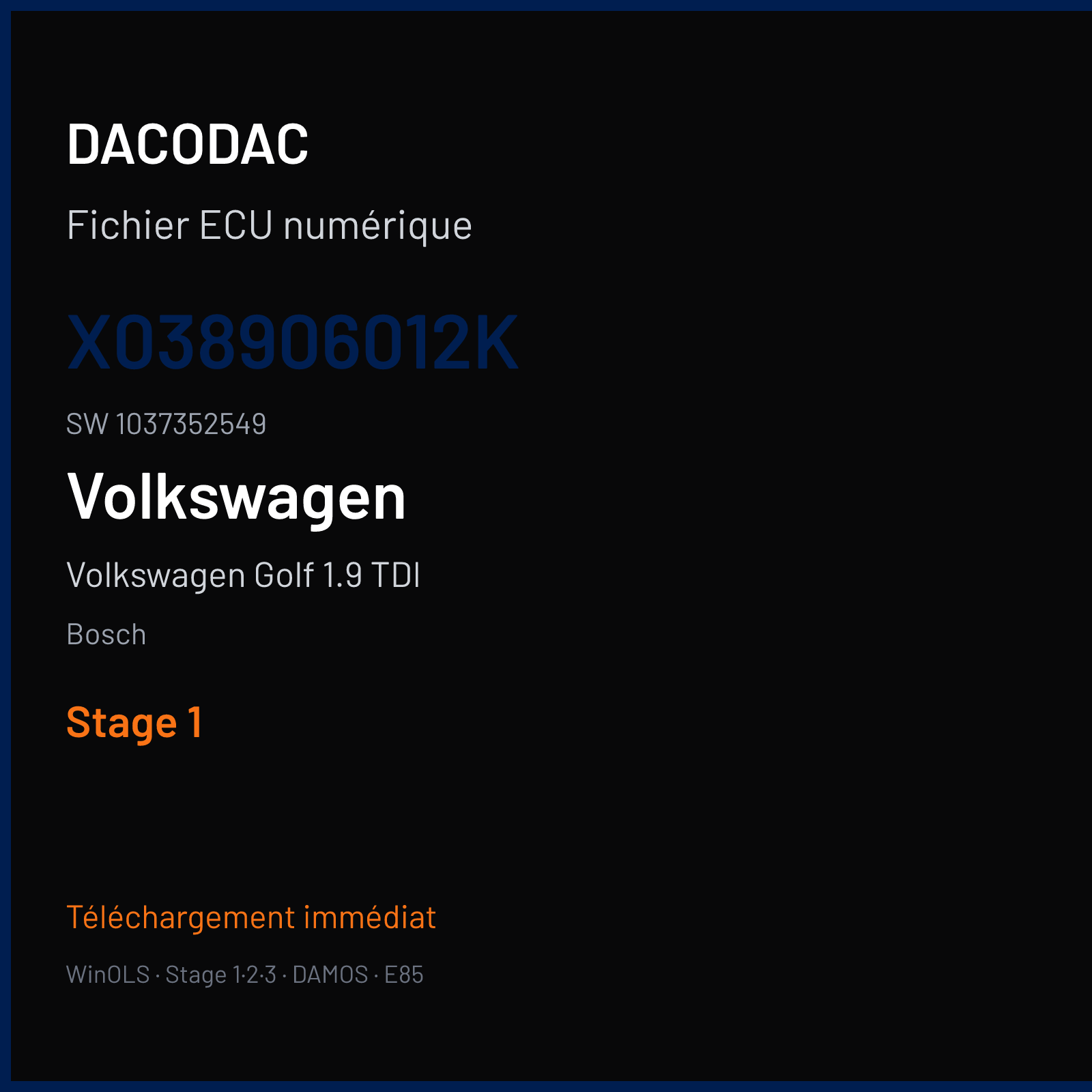 Volkswagen Golf 1.9 TDI — Bosch — X038906012K · 1037352549 — Stage 1