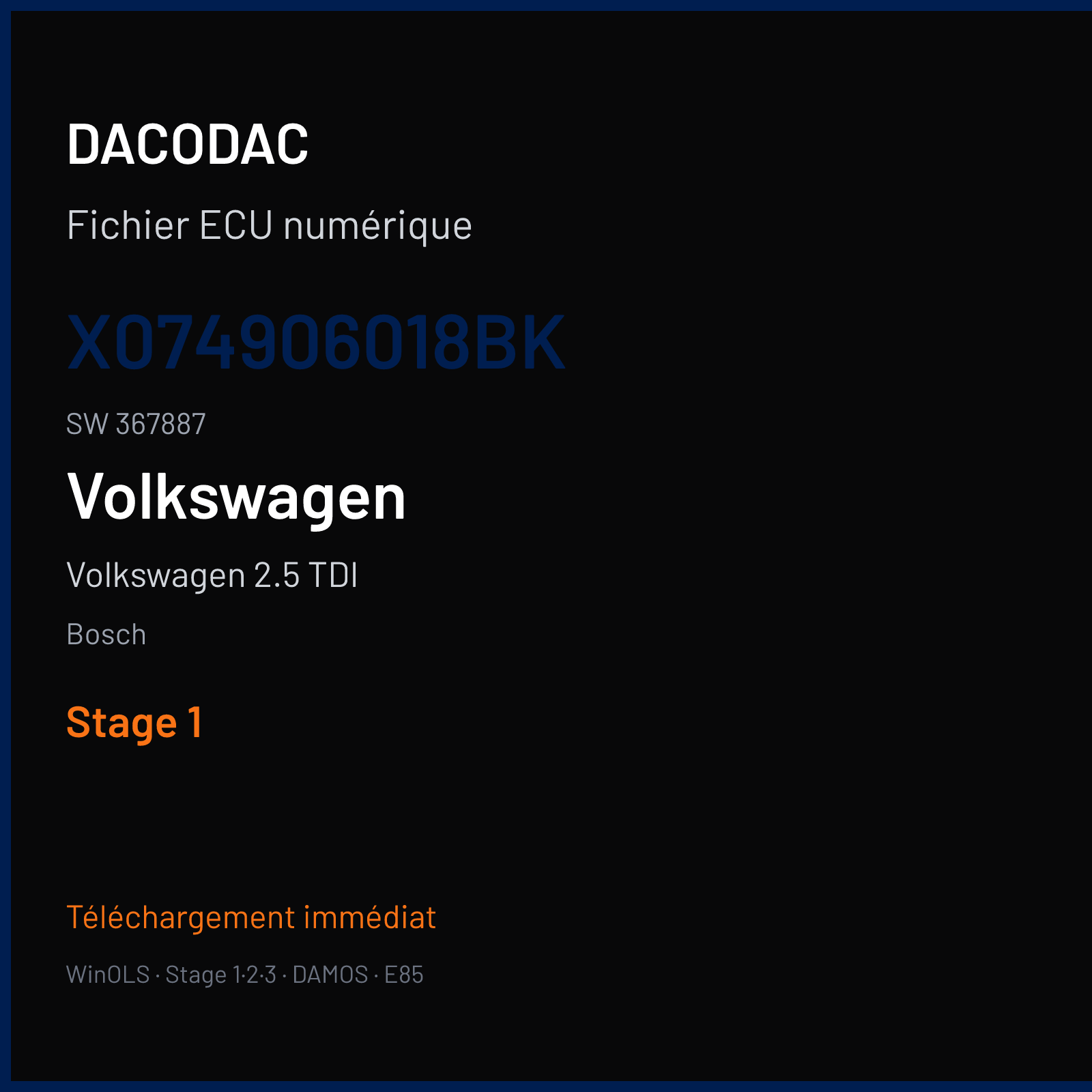 Volkswagen 2.5 TDI (2000) — Bosch — X074906018BK · 367887 — Stage 1