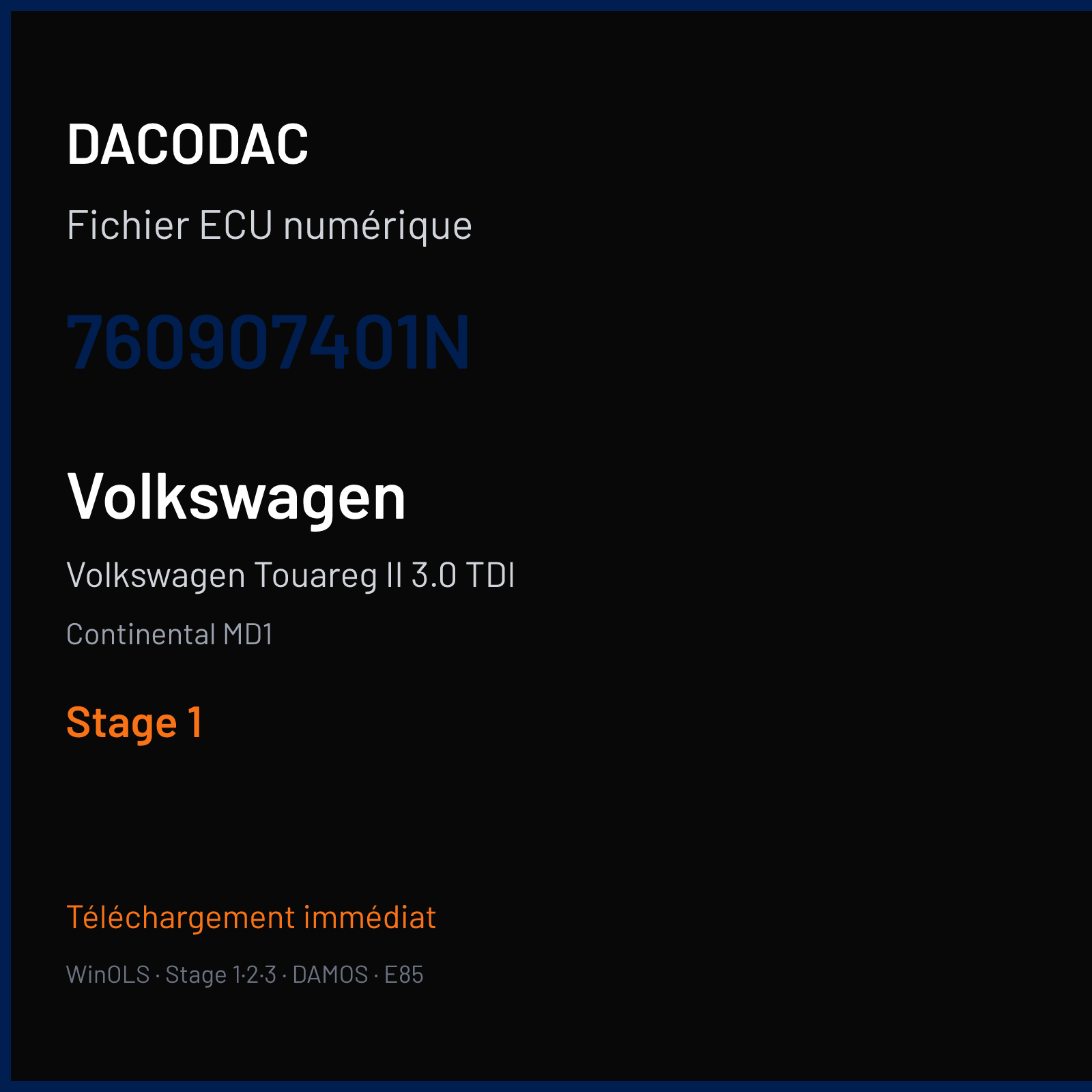 Volkswagen Touareg II 3.0 TDI (2018) — Continental MD1 — 760907401N — Stage 1