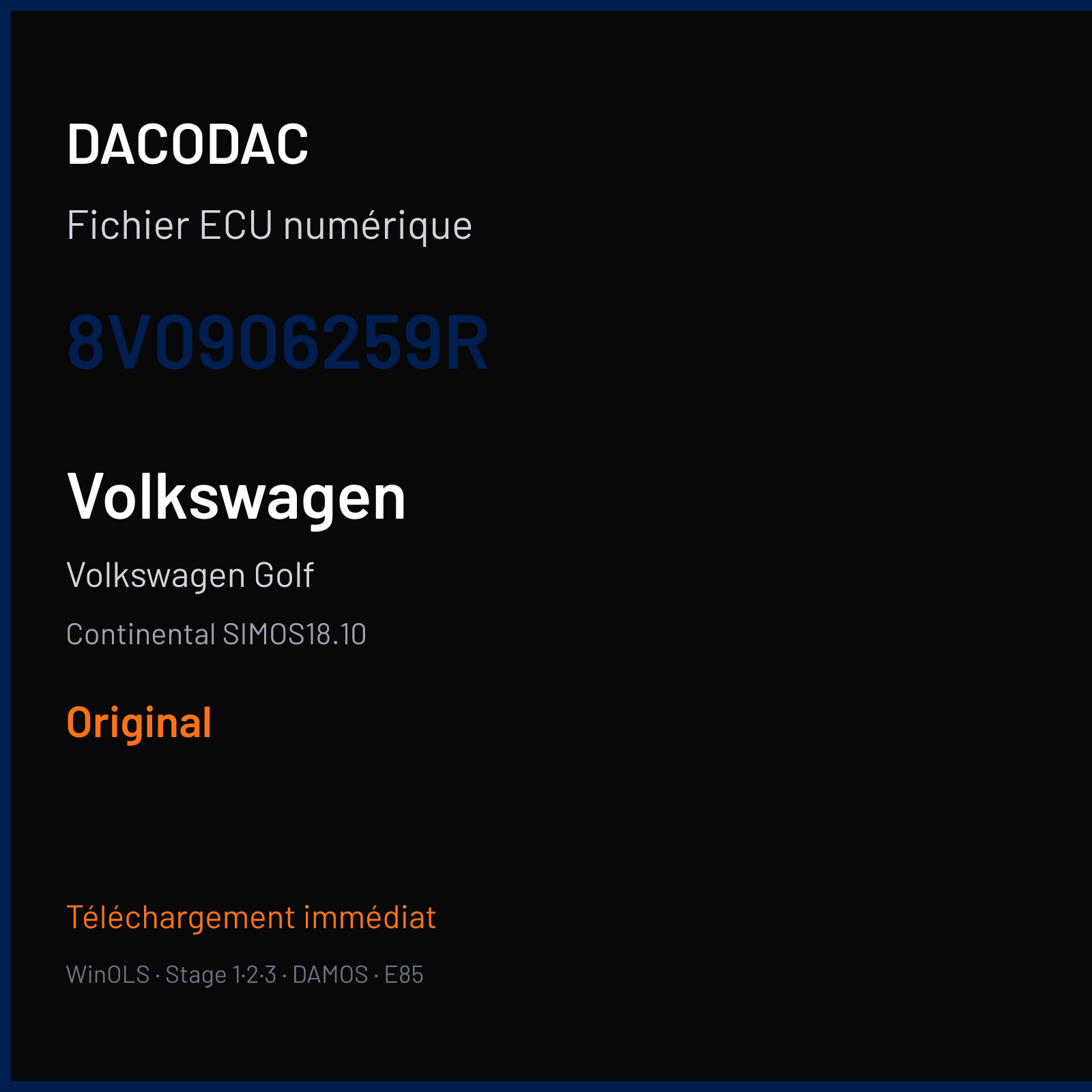 Volkswagen Golf — Continental SIMOS18.10 — 8V0906259R — Original