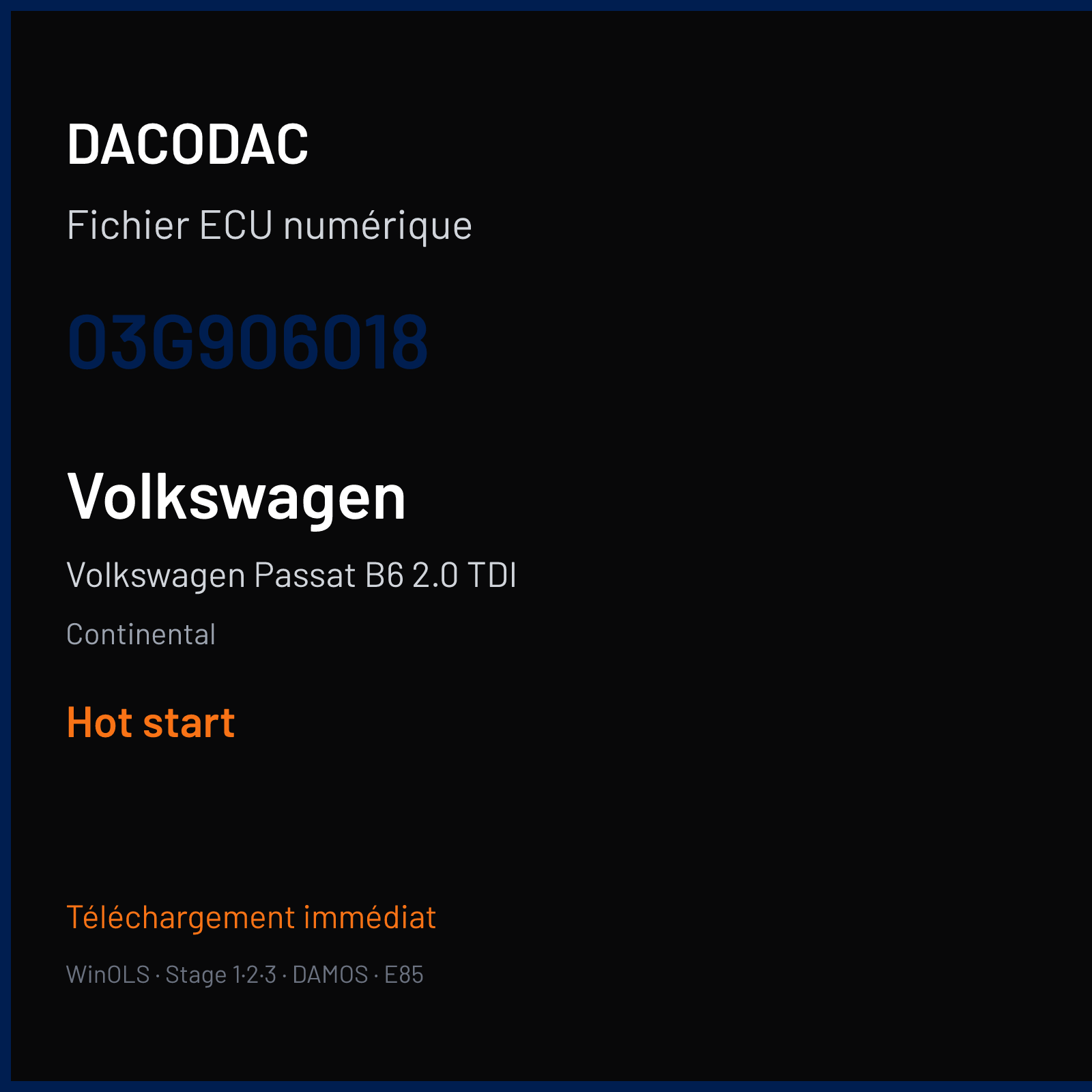 Volkswagen Passat B6 2.0 TDI (2007) — Continental — 03G906018 — Hot start