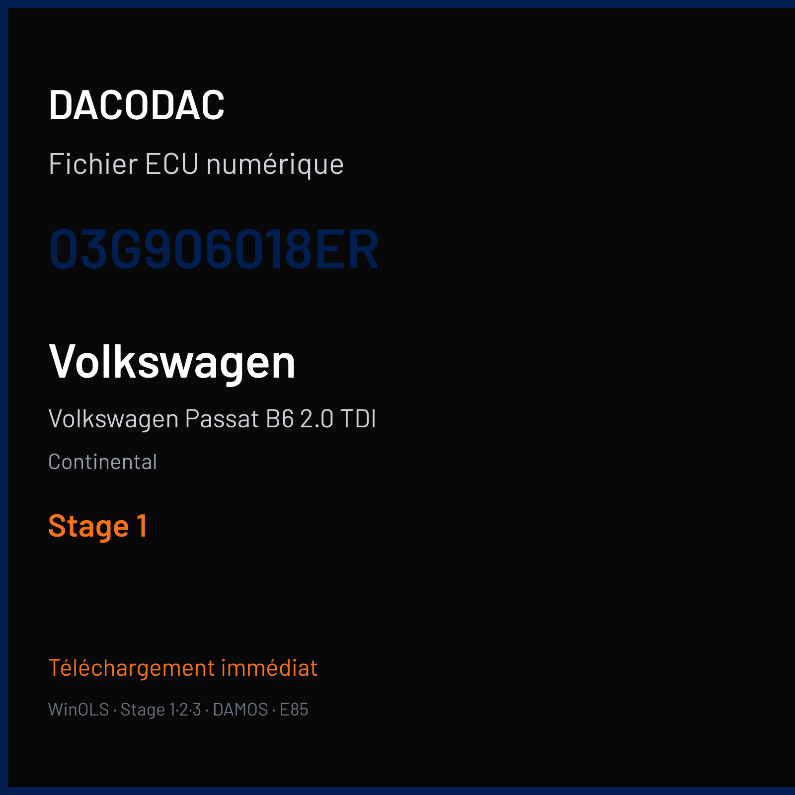 Volkswagen Passat B6 2.0 TDI (2008) — Continental — 03G906018ER — Stage 1