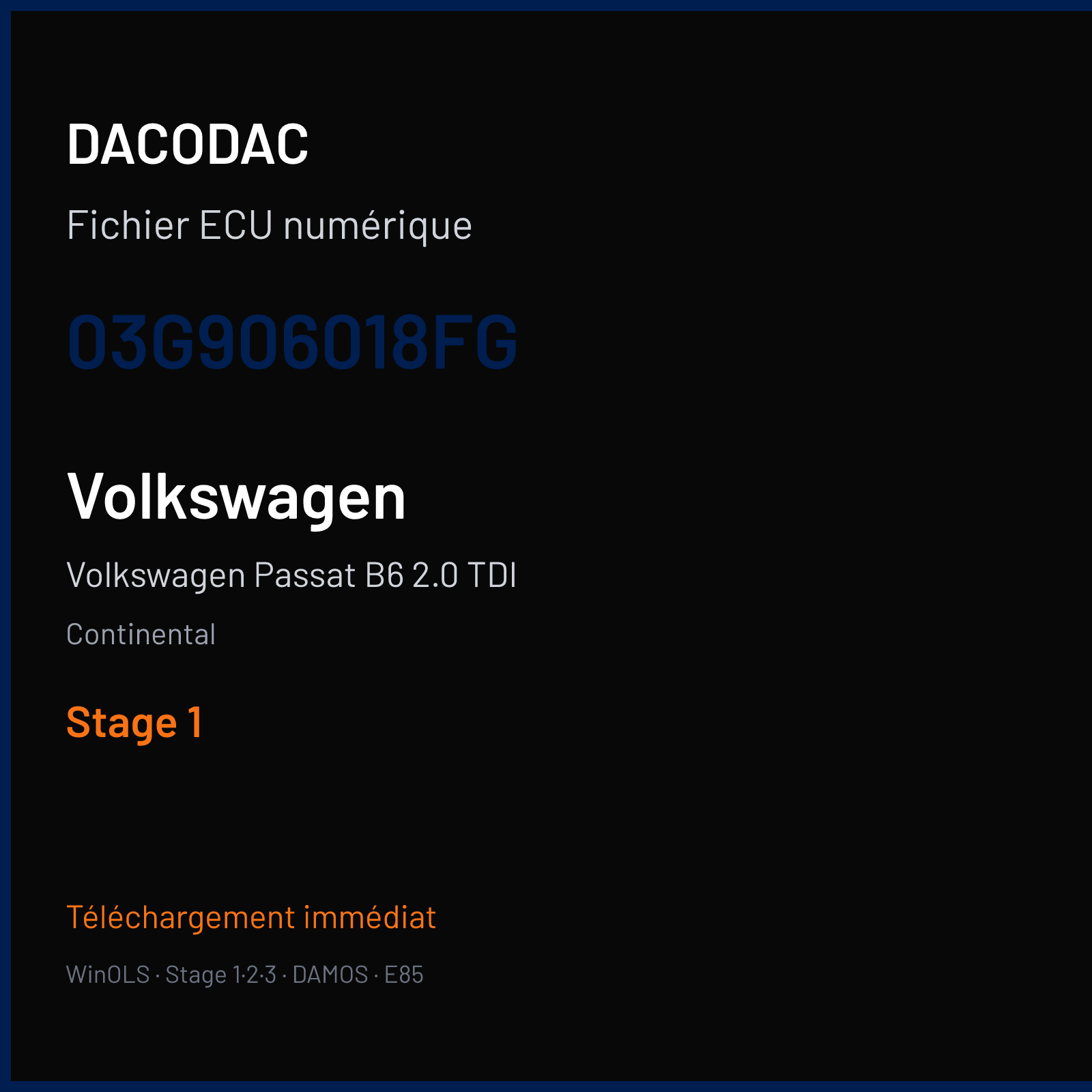 Volkswagen Passat B6 2.0 TDI (2007) — Continental — 03G906018FG — Stage 1