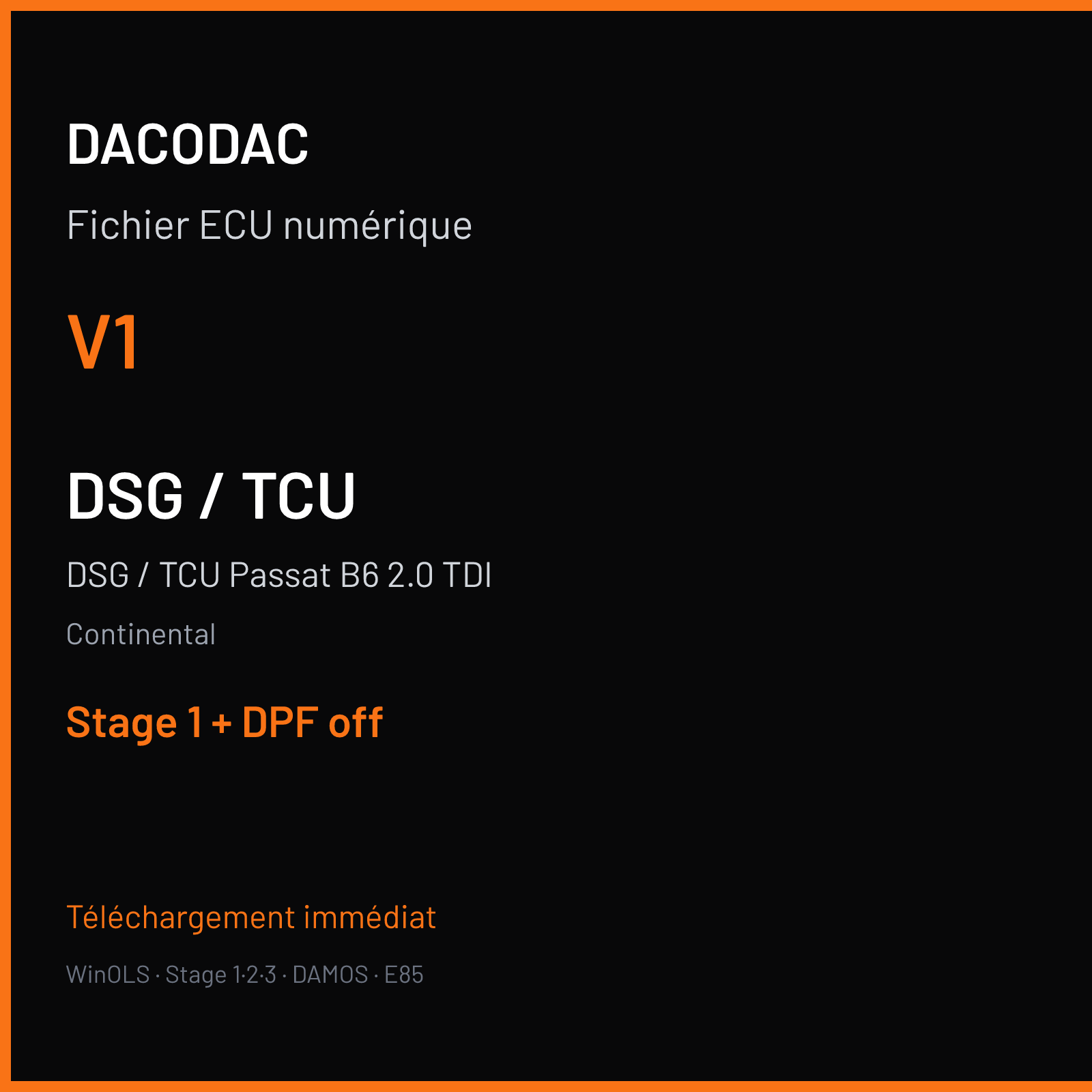 DSG / TCU Passat B6 2.0 TDI (2008) — Continental — V1 — Stage 1 + DPF off