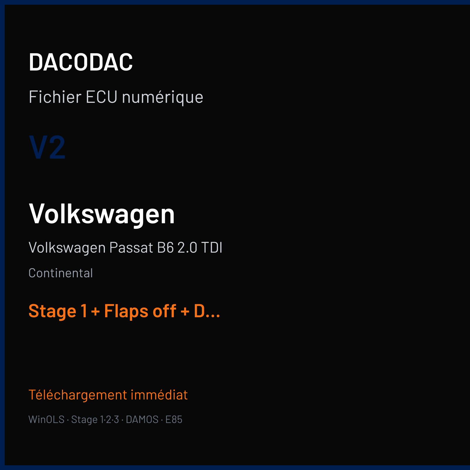 Volkswagen Passat B6 2.0 TDI (2007) — Continental — V2 — Stage 1 + Flaps off + DPF off