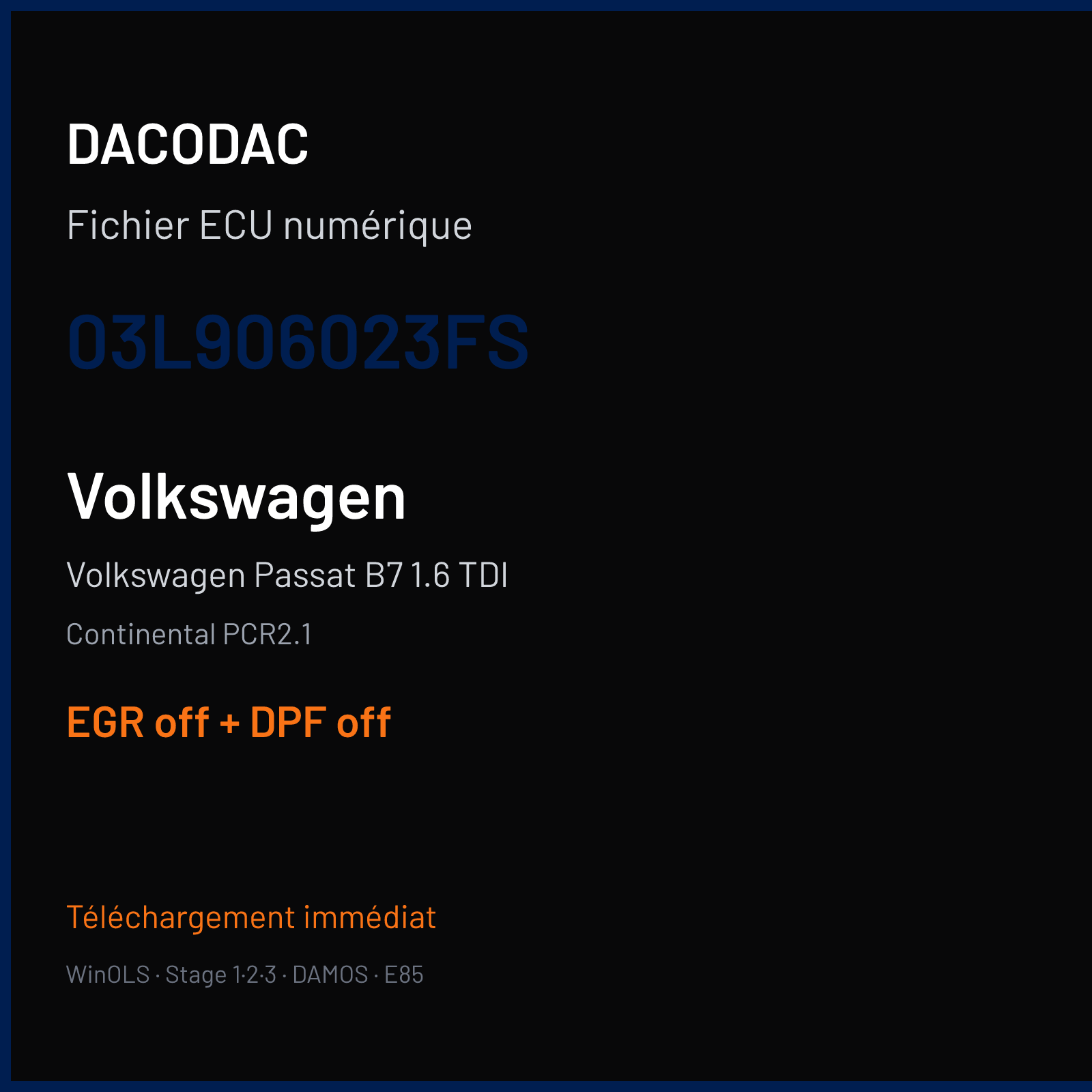 Volkswagen Passat B7 1.6 TDI (2010) — Continental PCR2.1 — 03L906023FS — EGR off + DPF off