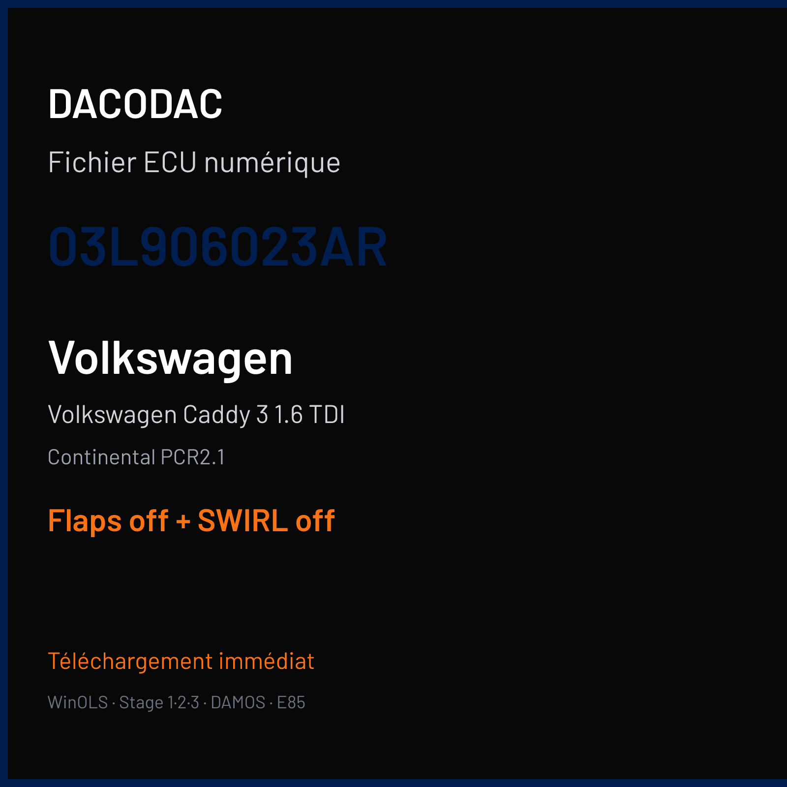 Volkswagen Caddy 3 1.6 TDI (2011) — Continental PCR2.1 — 03L906023AR — Flaps off + SWIRL off
