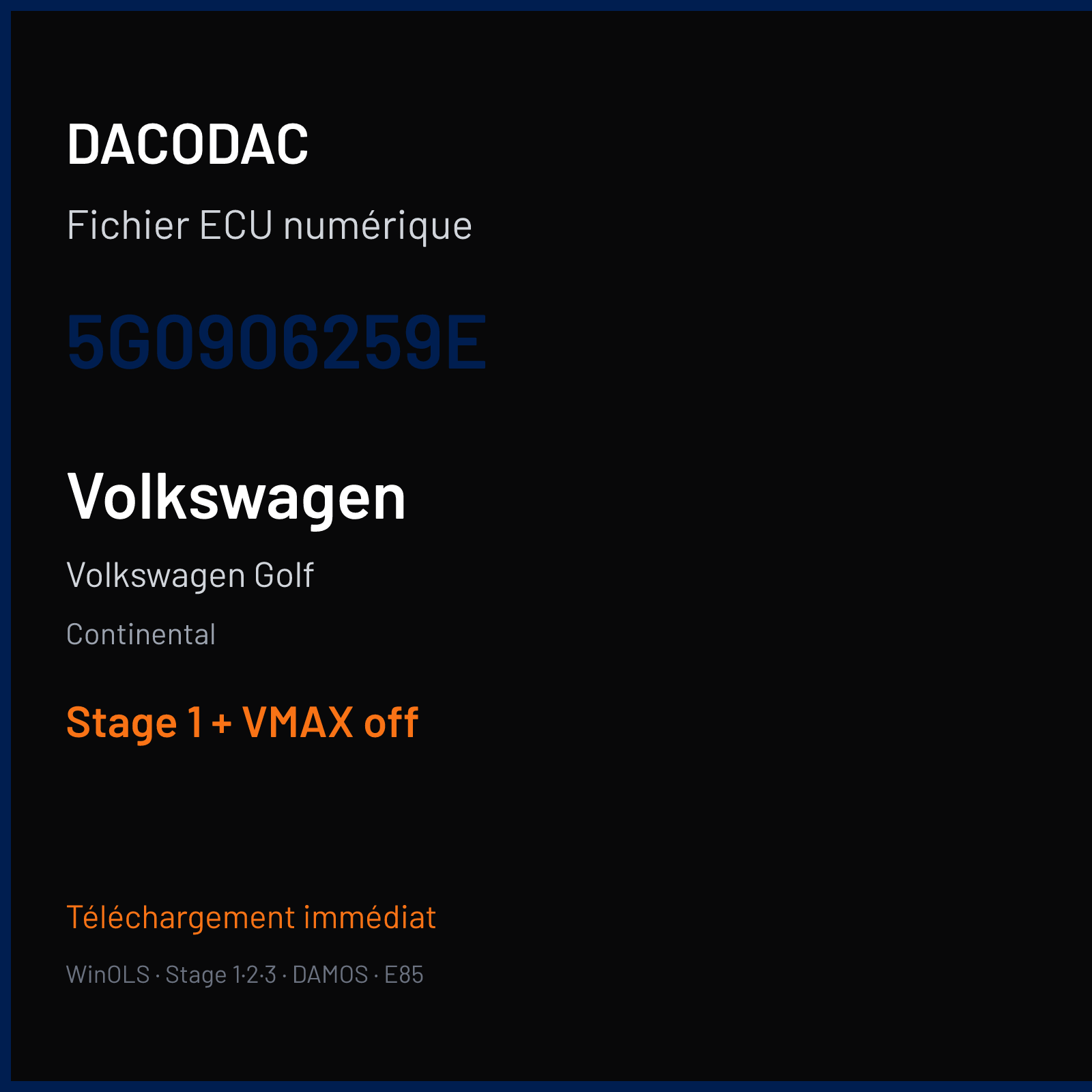 Volkswagen Golf — Continental — 5G0906259E — Stage 1 + VMAX off
