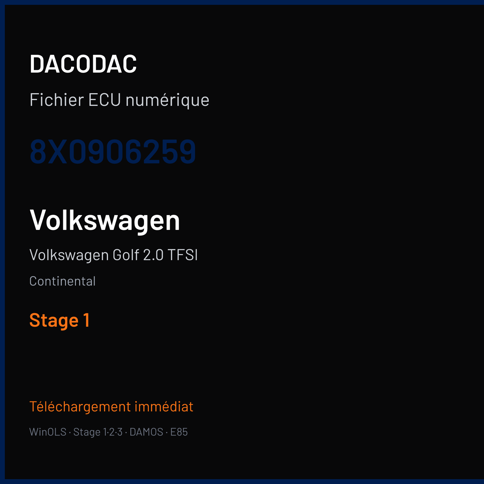 Volkswagen Golf 2.0 TFSI (2013) — Continental — 8X0906259 — Stage 1