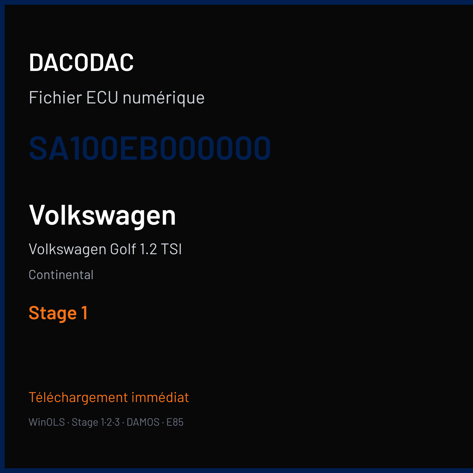 Volkswagen Golf 1.2 TSI (2011) — Continental — SA100EB000000 — Stage 1