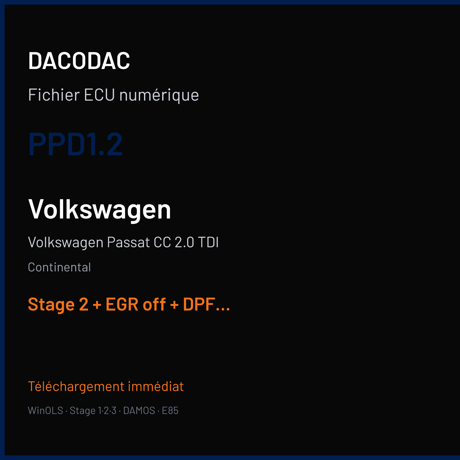 Volkswagen Passat CC 2.0 TDI (2008) — Continental — PPD1.2 — Stage 2 + EGR off + DPF off