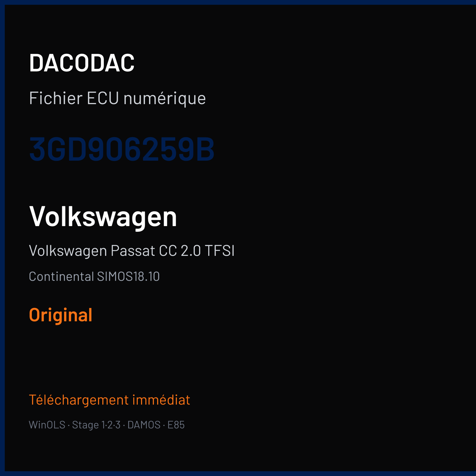 Volkswagen Passat CC 2.0 TFSI (2019) — Continental SIMOS18.10 — 3GD906259B — Original