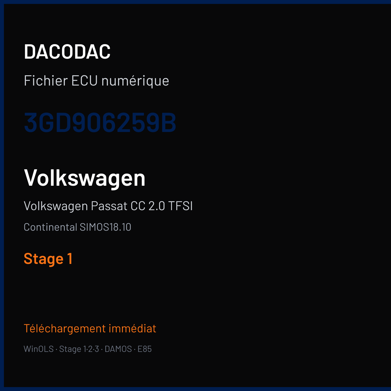 Volkswagen Passat CC 2.0 TFSI (2019) — Continental SIMOS18.10 — 3GD906259B — Stage 1
