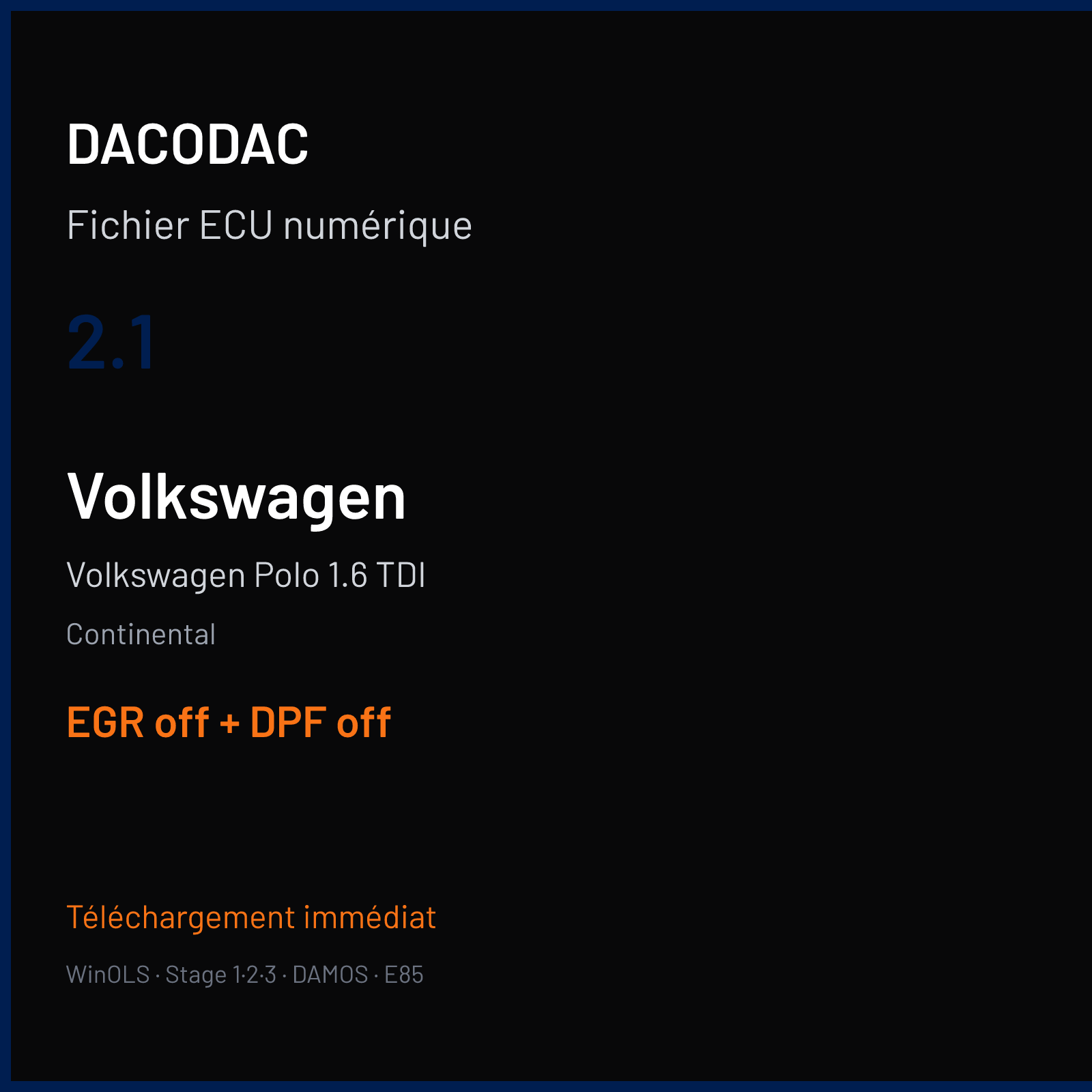 Volkswagen Polo 1.6 TDI (2013) — Continental — 2.1 — EGR off + DPF off