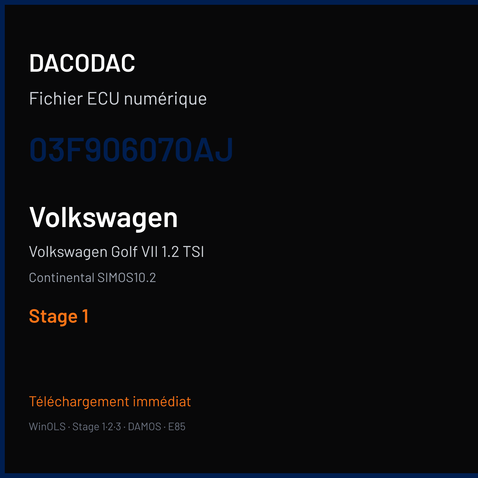 Volkswagen Golf VII 1.2 TSI (2011) — Continental SIMOS10.2 — 03F906070AJ — Stage 1