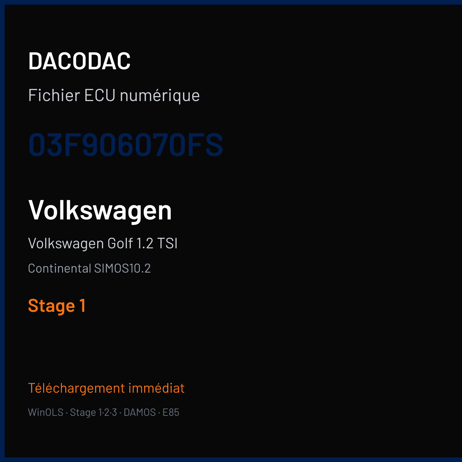 Volkswagen Golf 1.2 TSI — Continental SIMOS10.2 — 03F906070FS — Stage 1