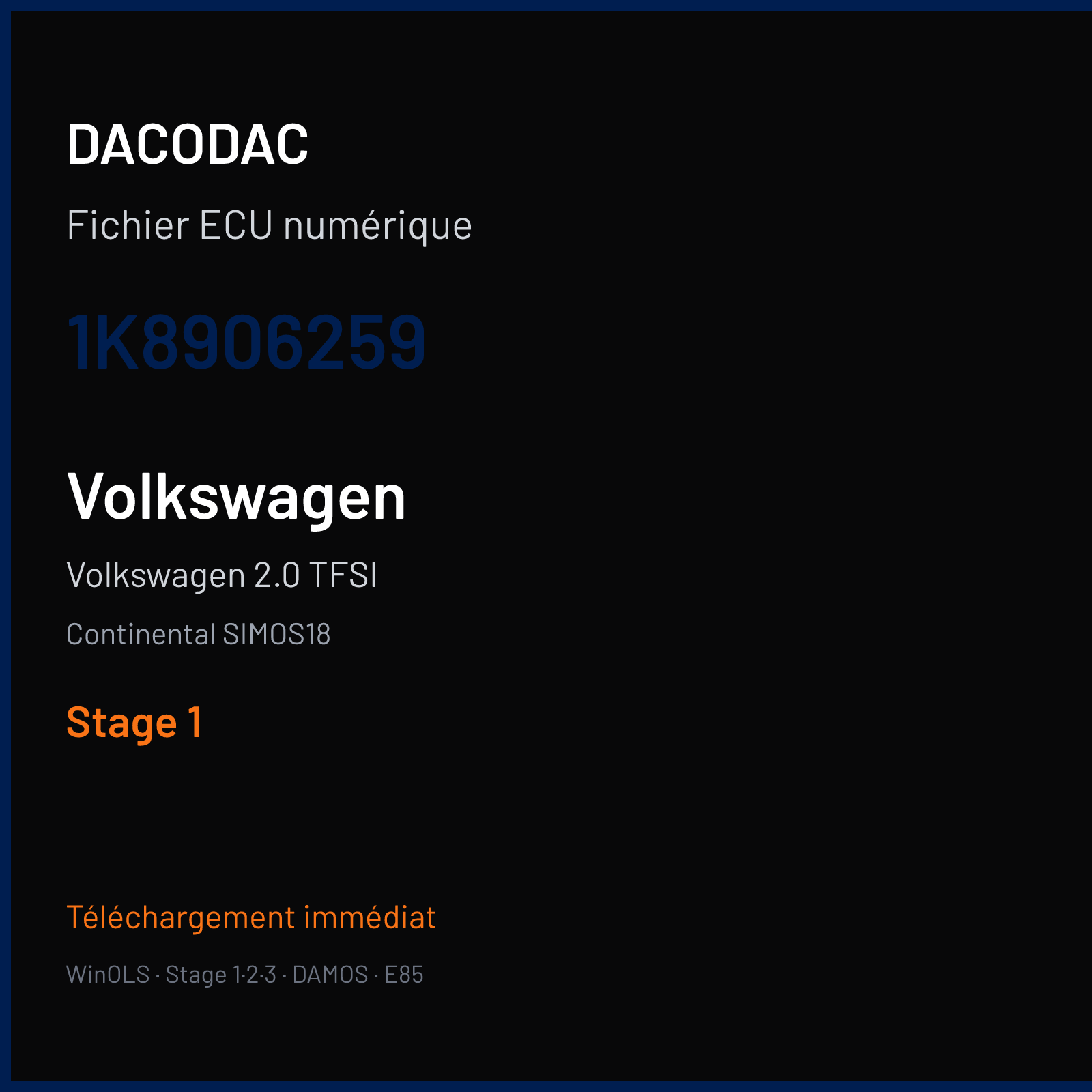 Volkswagen 2.0 TFSI — Continental SIMOS18 — 1K8906259 — Stage 1