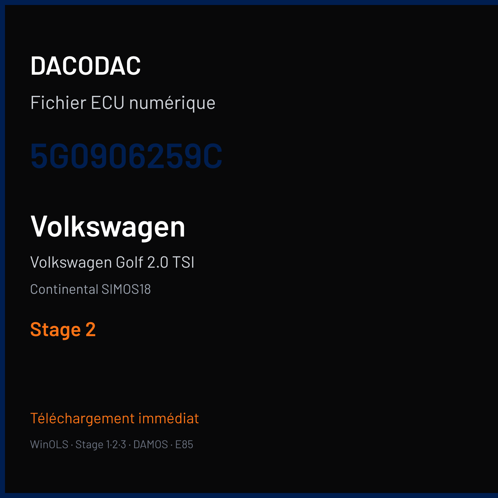Volkswagen Golf 2.0 TSI (2014) — Continental SIMOS18 — 5G0906259C — Stage 2