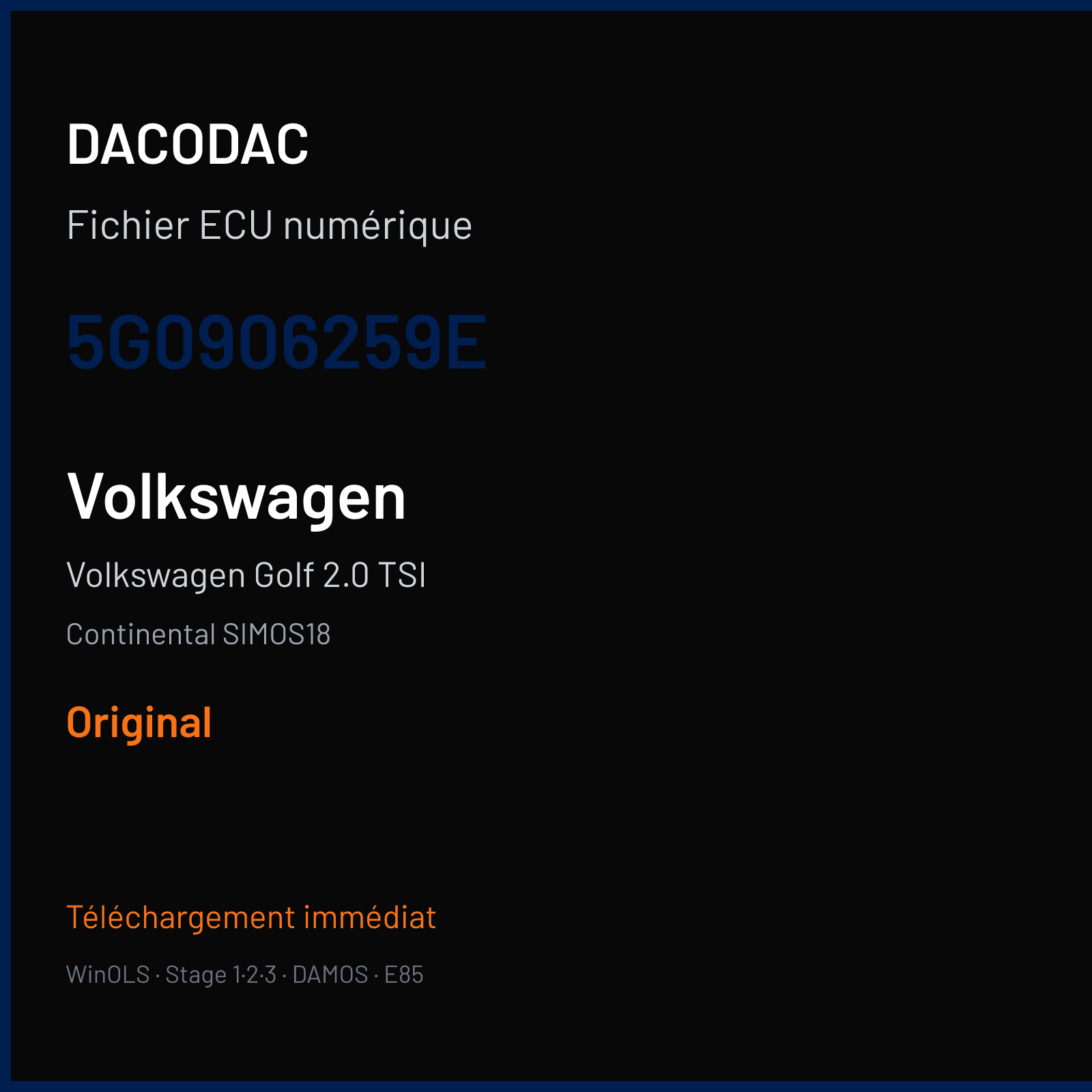 Volkswagen Golf 2.0 TSI (2017) — Continental SIMOS18 — 5G0906259E — Original