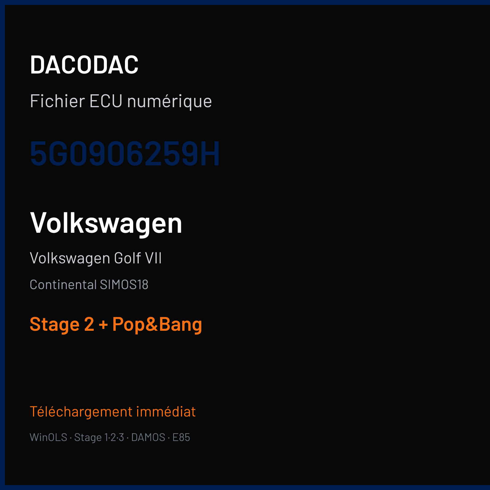 Volkswagen Golf VII — Continental SIMOS18 — 5G0906259H — Stage 2 + Pop&Bang