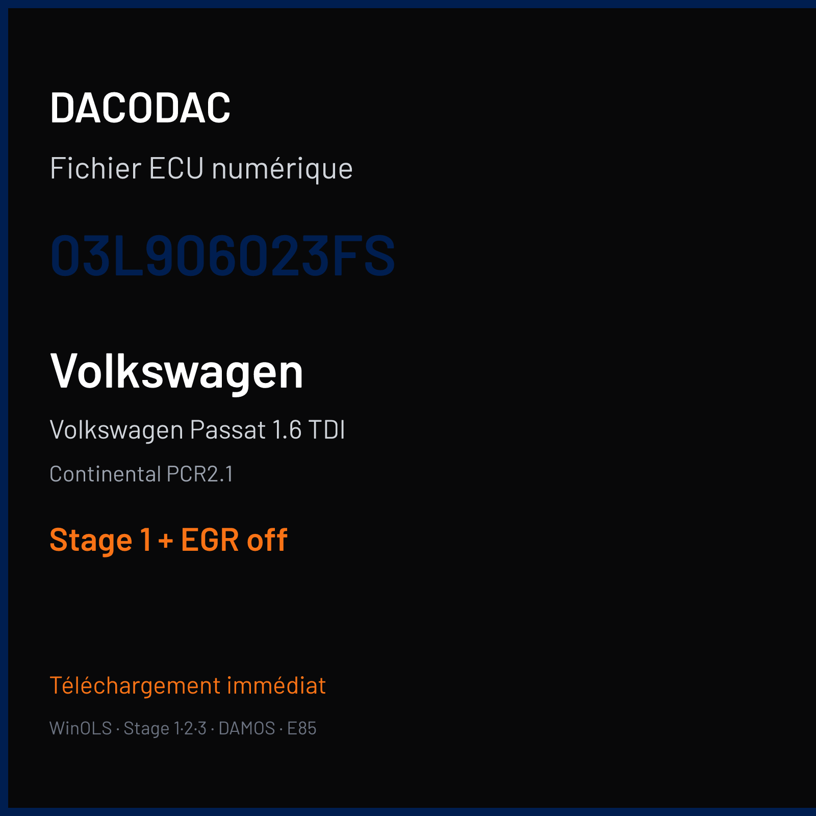 Volkswagen Passat 1.6 TDI (2012) — Continental PCR2.1 — 03L906023FS — Stage 1 + EGR off