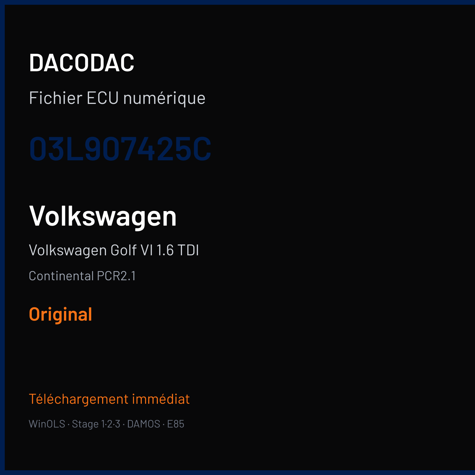 Volkswagen Golf VI 1.6 TDI (2012) — Continental PCR2.1 — 03L907425C — Original
