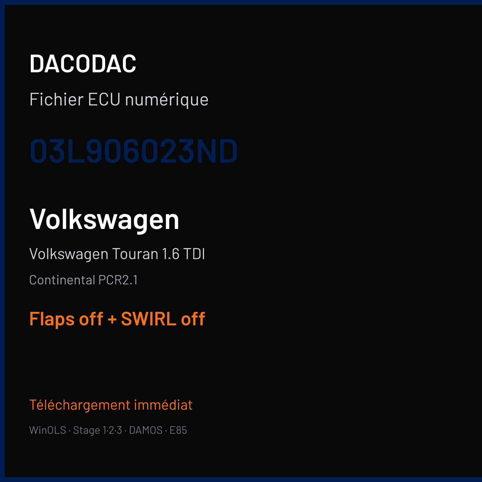 Volkswagen Touran 1.6 TDI (2011) — Continental PCR2.1 — 03L906023ND — Flaps off + SWIRL off