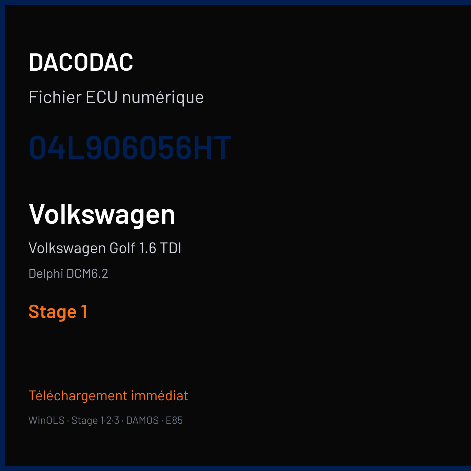 Volkswagen Golf 1.6 TDI (2015) — Delphi DCM6.2 — 04L906056HT — Stage 1