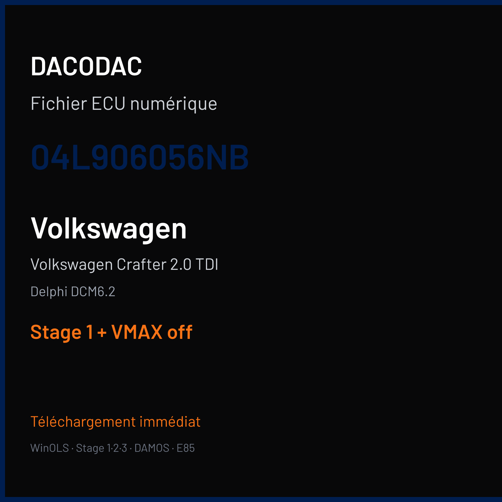 Volkswagen Crafter 2.0 TDI (2019) — Delphi DCM6.2 — 04L906056NB — Stage 1 + VMAX off